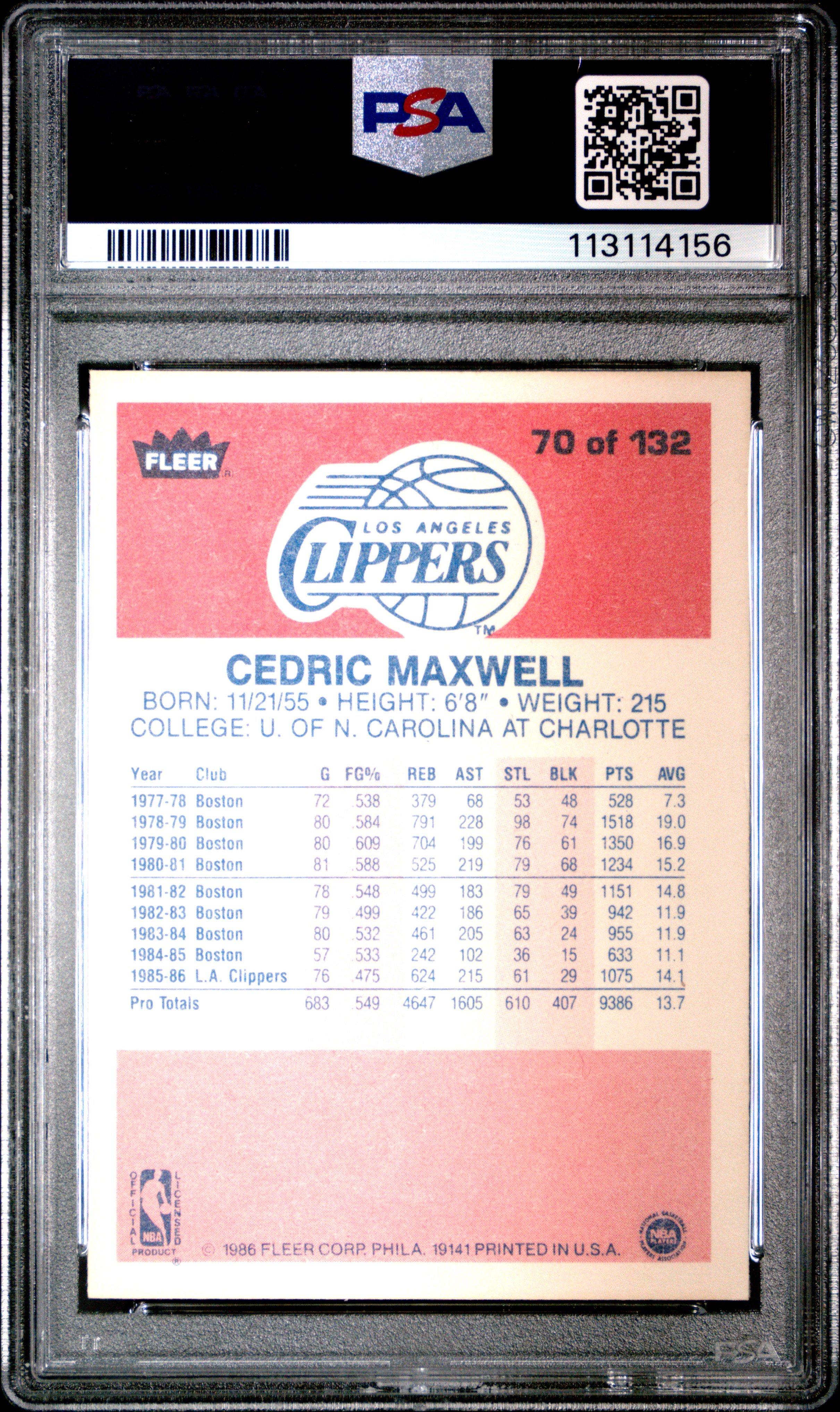 1986 Fleer 70 Cedric Maxwell PSA 8