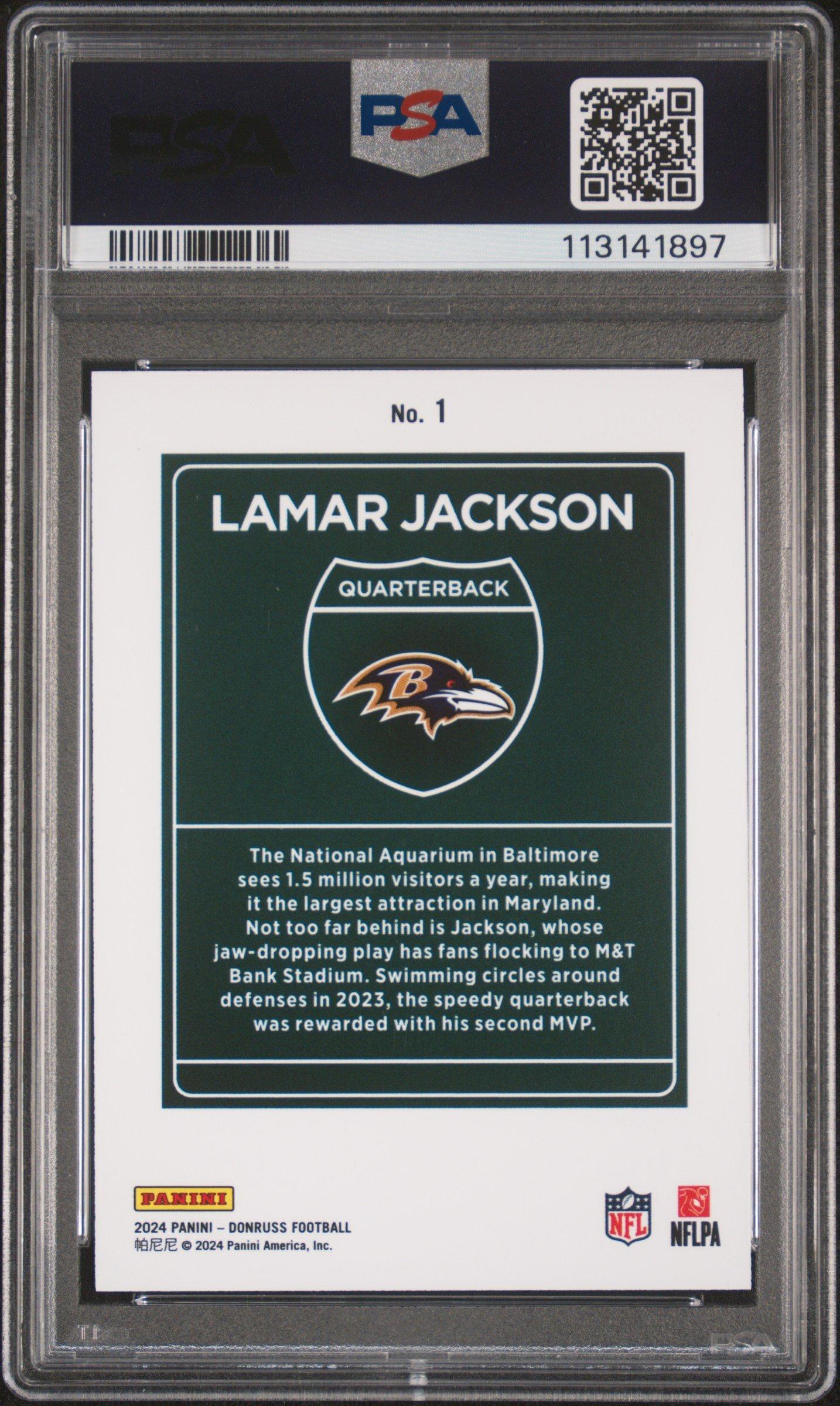 2024 Panini Donruss Downtown! 1 Lamar Jackson PSA 9