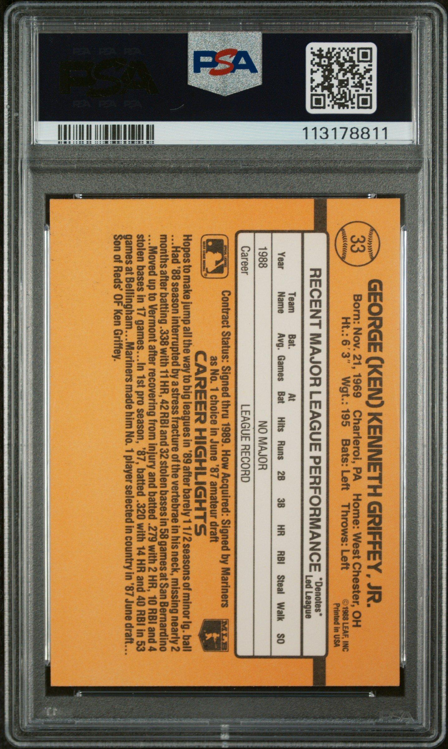 ken griffey jr rookie card graded Amazon.com: 1989 Upper Deck Ken Griffey Jr. #1 Star Rookie Mariners PSA 9 Baseball  Graded Card : Collectibles & Fine Art