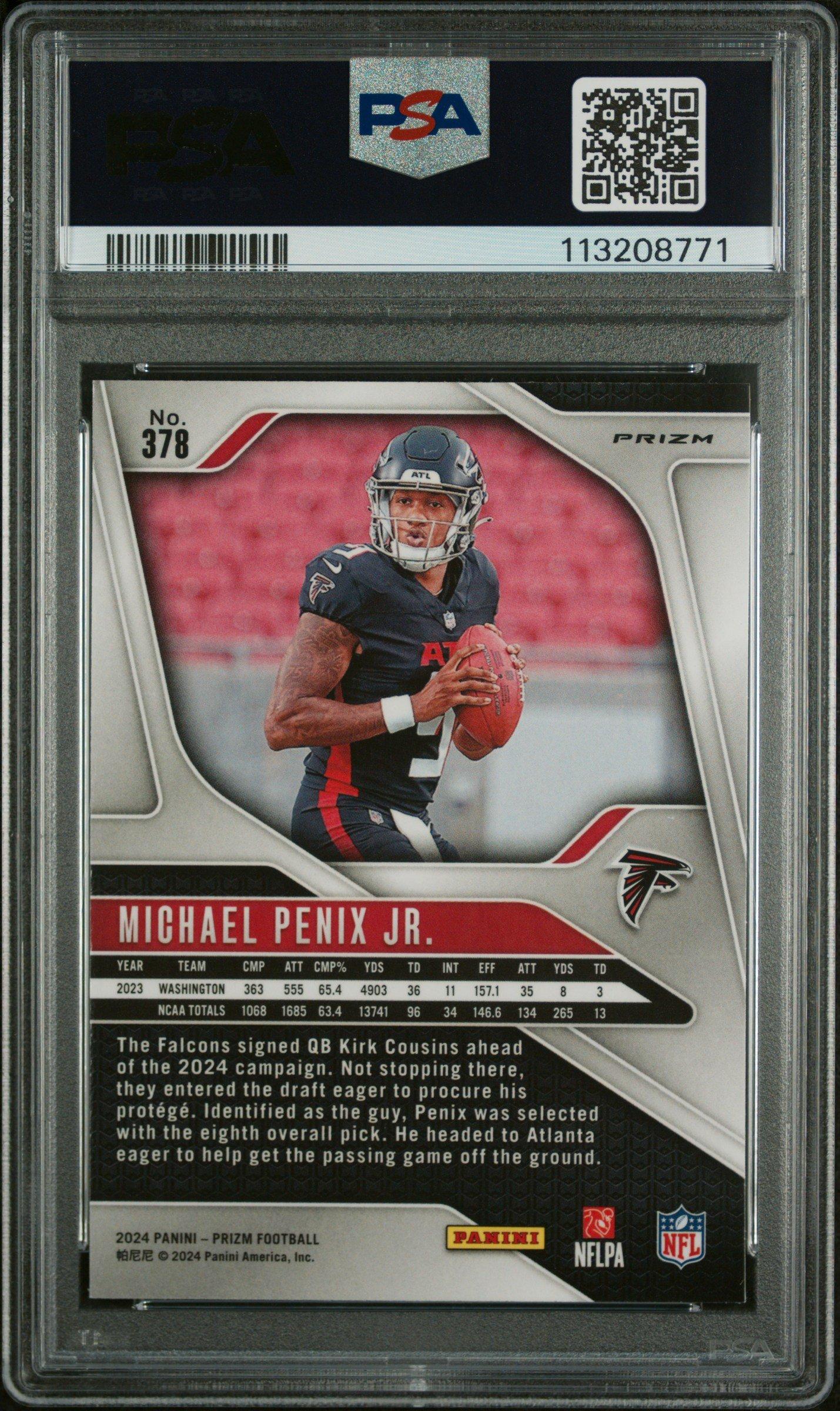 2024 Panini Prizm 378 Michael Penix Jr. Red/white/blue Prizm PSA 9