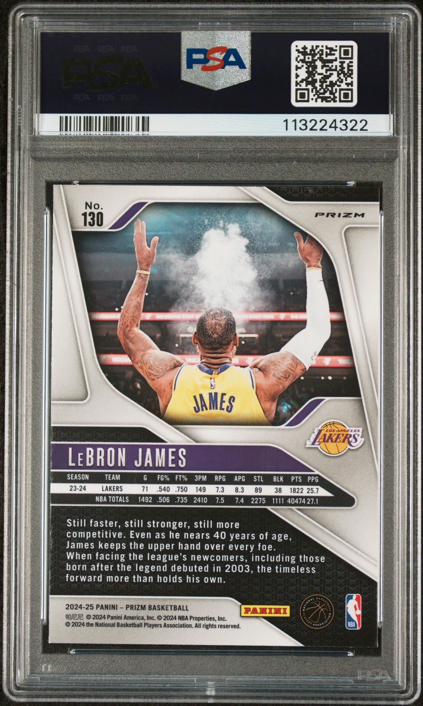 2024 Panini Prizm 130 Lebron James Ice PSA 8