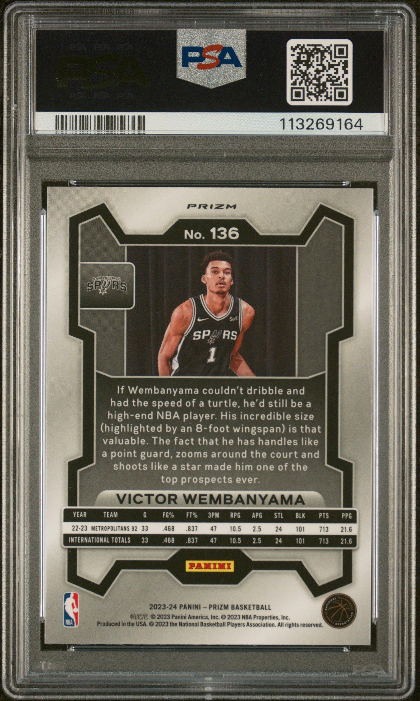 2023 Panini Prizm 136 Victor Wembanyama Ruby Wave PSA 10