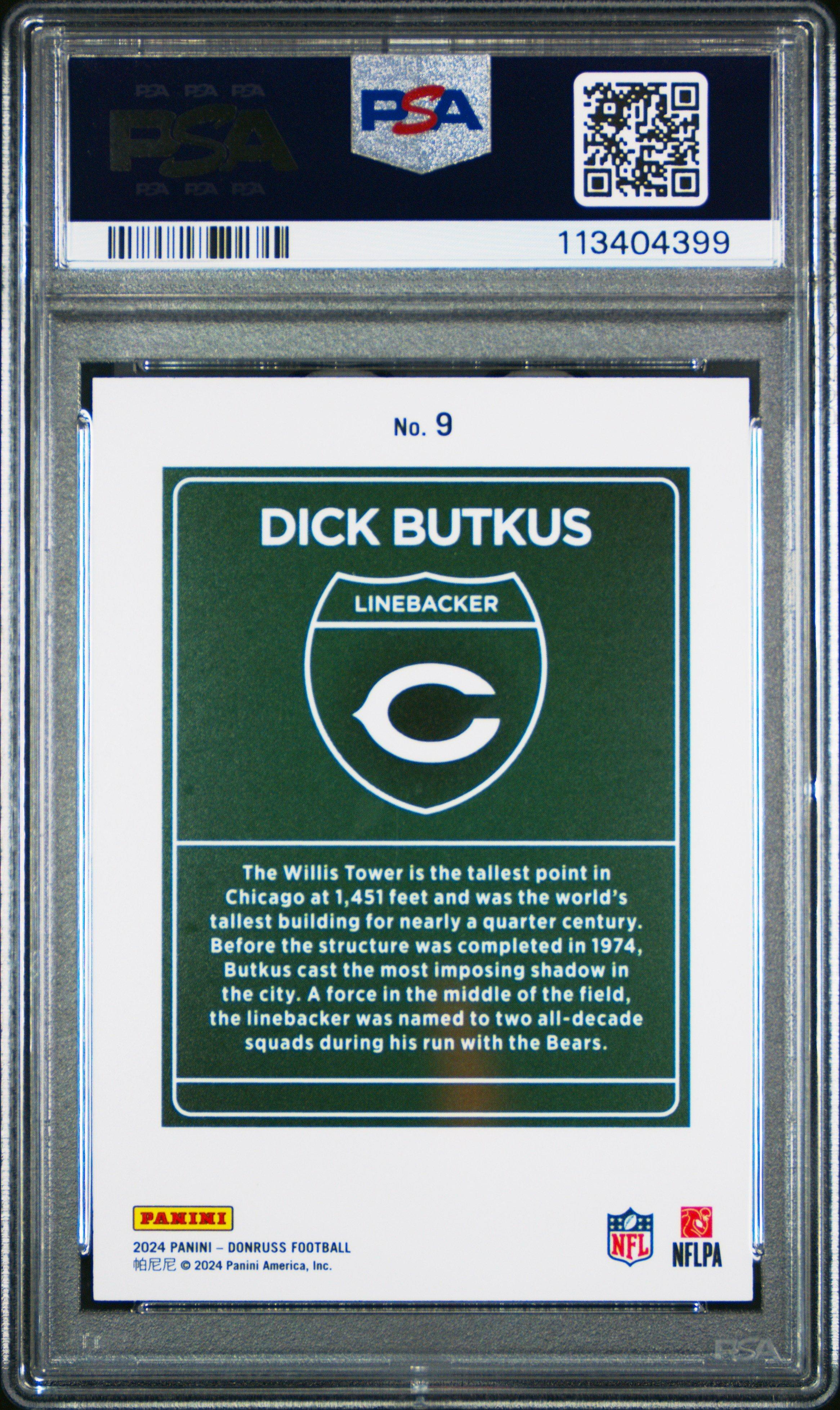 2024 Panini Donruss Downtown! 9 Dick Butkus PSA 9