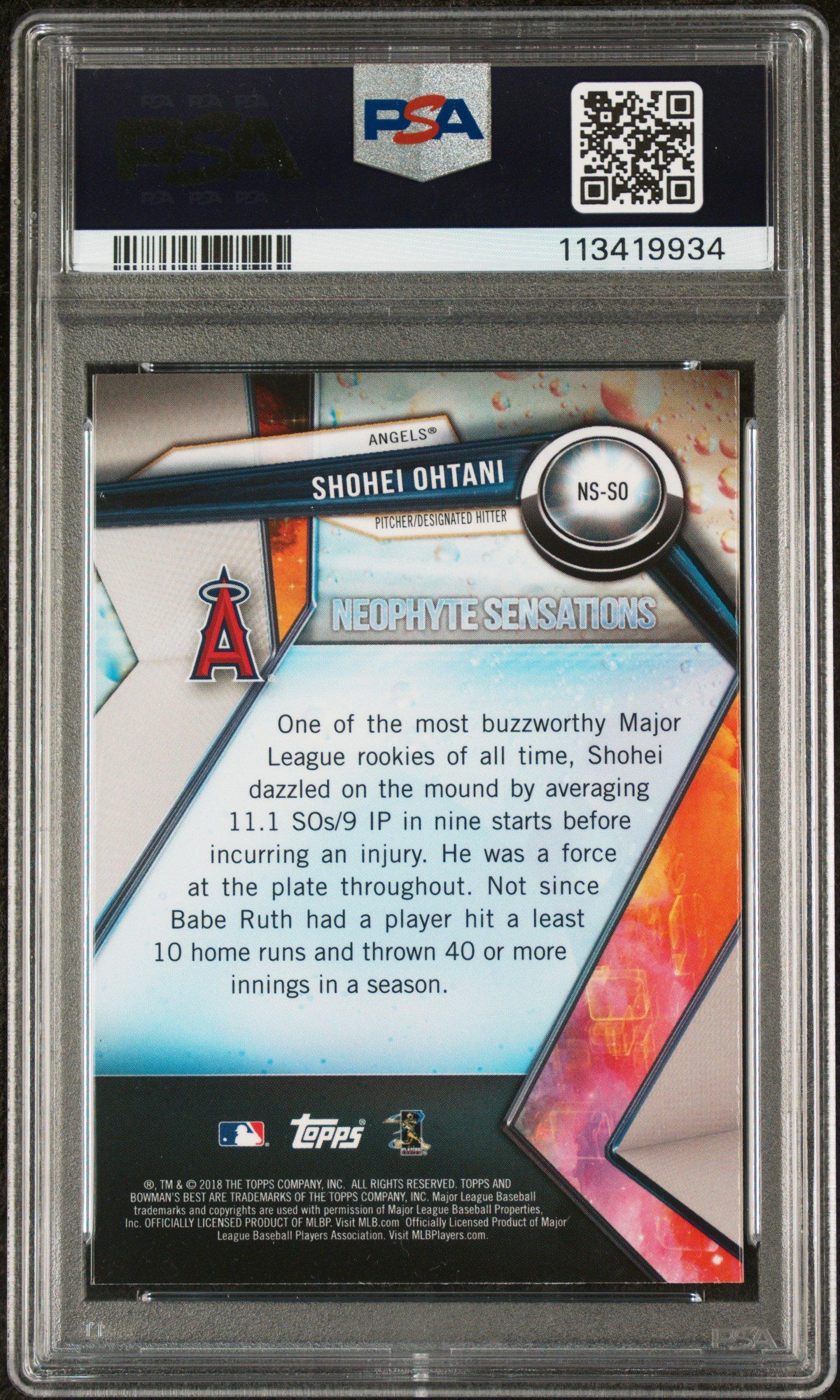 2018 Bowman's Best Neophyte Sensations Ns-so Shohei Ohtani PSA 10