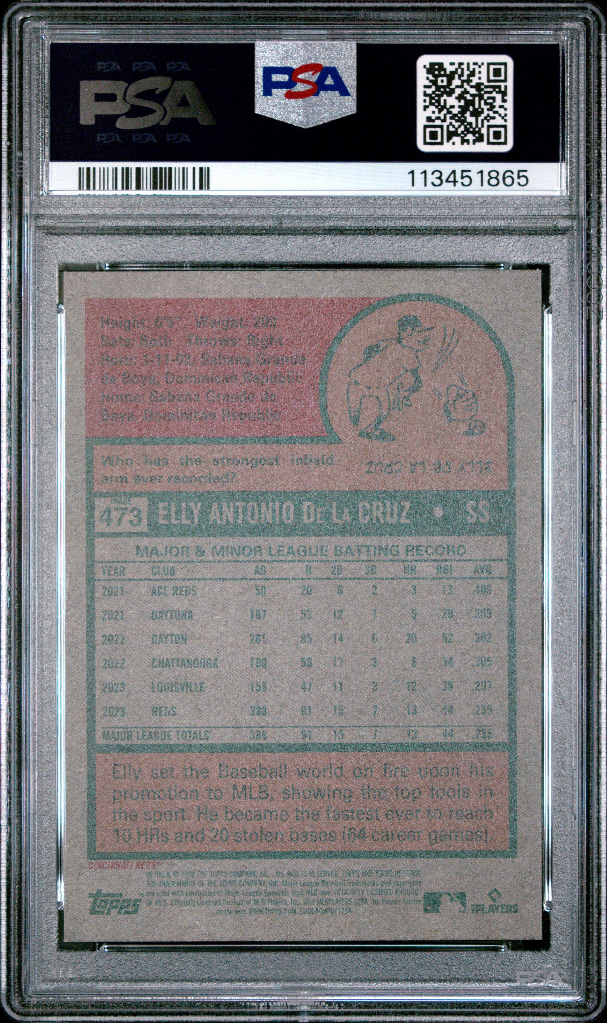 2024 Topps Heritage 473 Elly De La Cruz Image Variation PSA 10