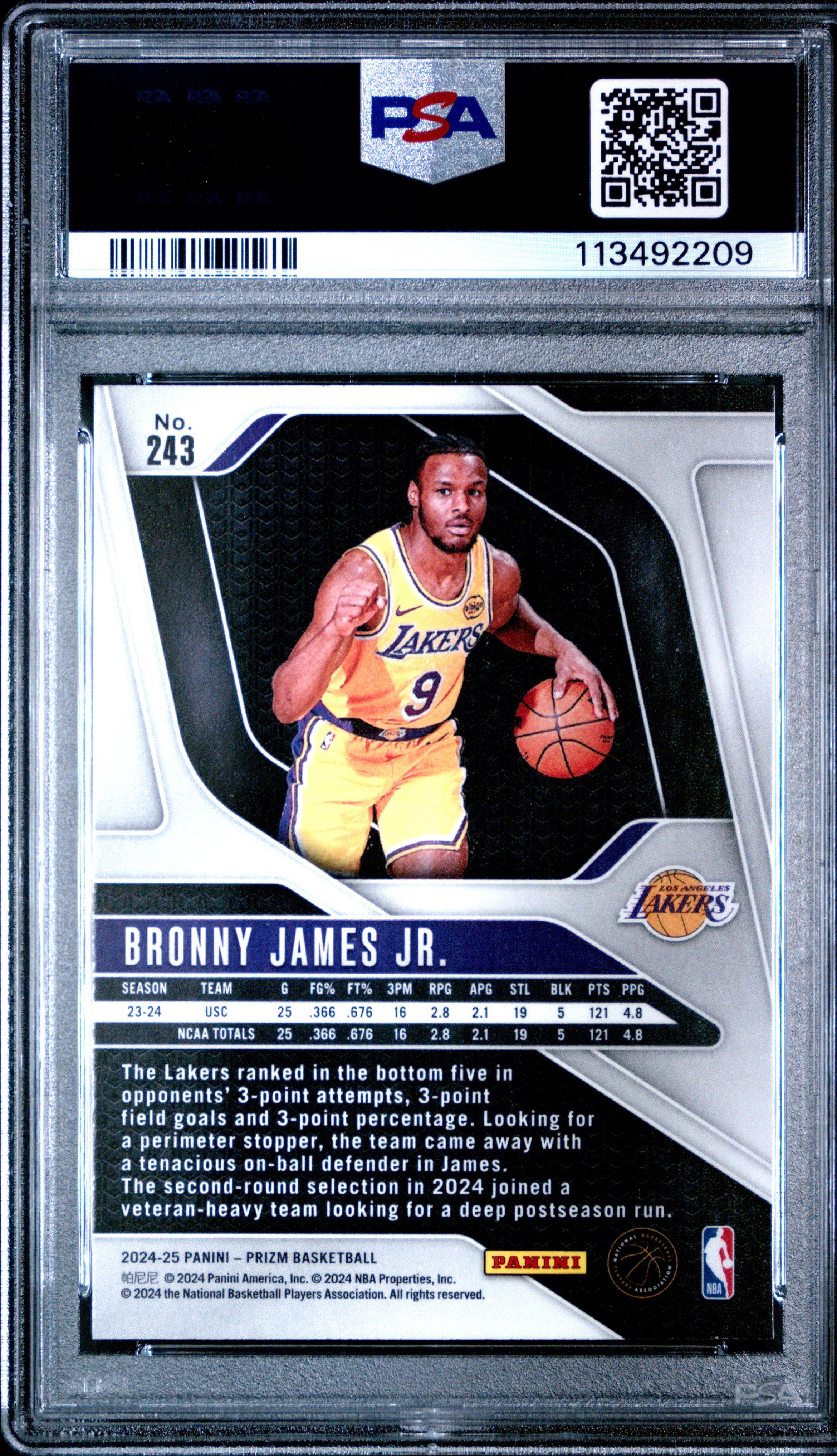 2024 Panini Prizm 243 Bronny James Jr. PSA 10 Graded Card | GameStop