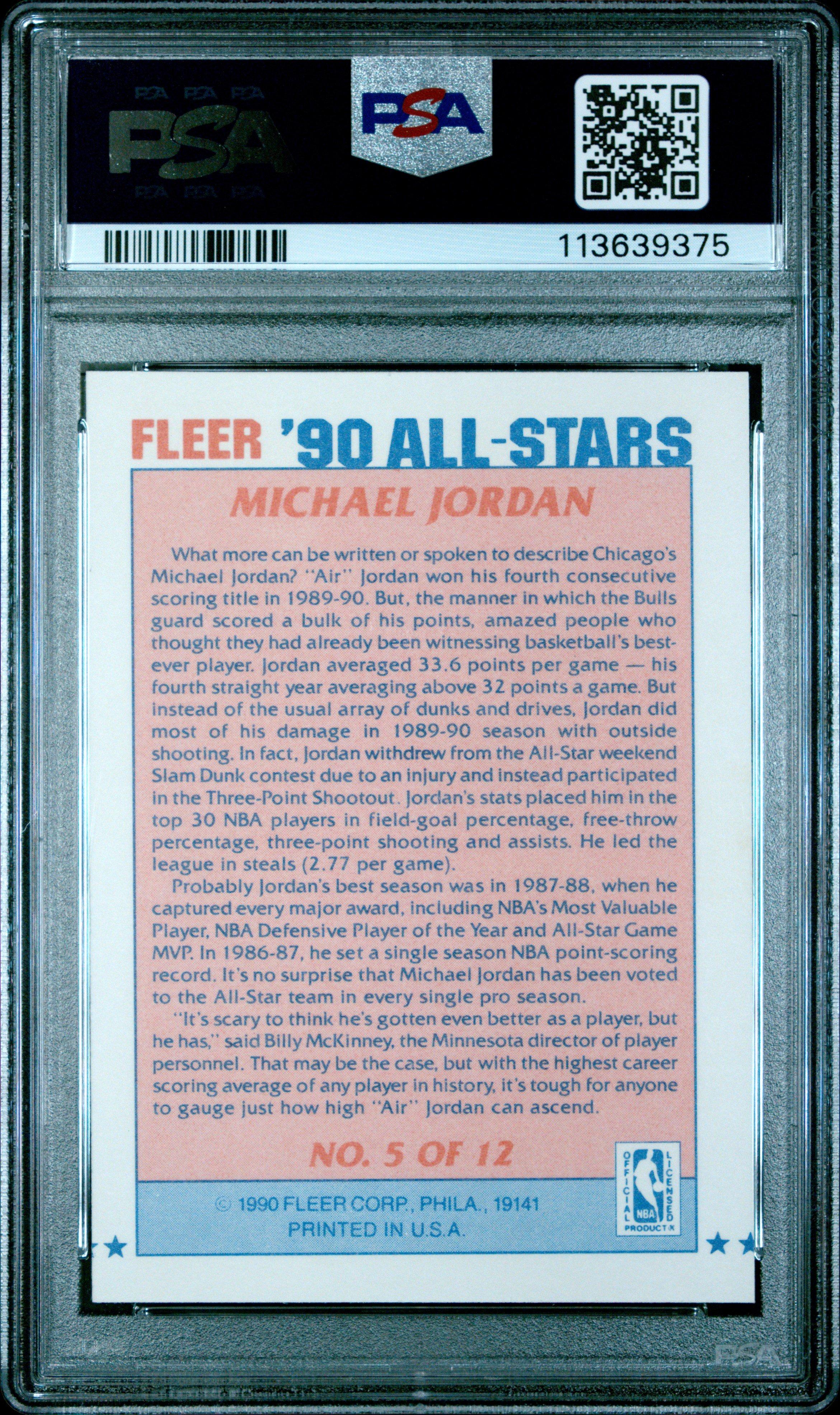 Fleer All-stars 5 Michael Jordan PSA