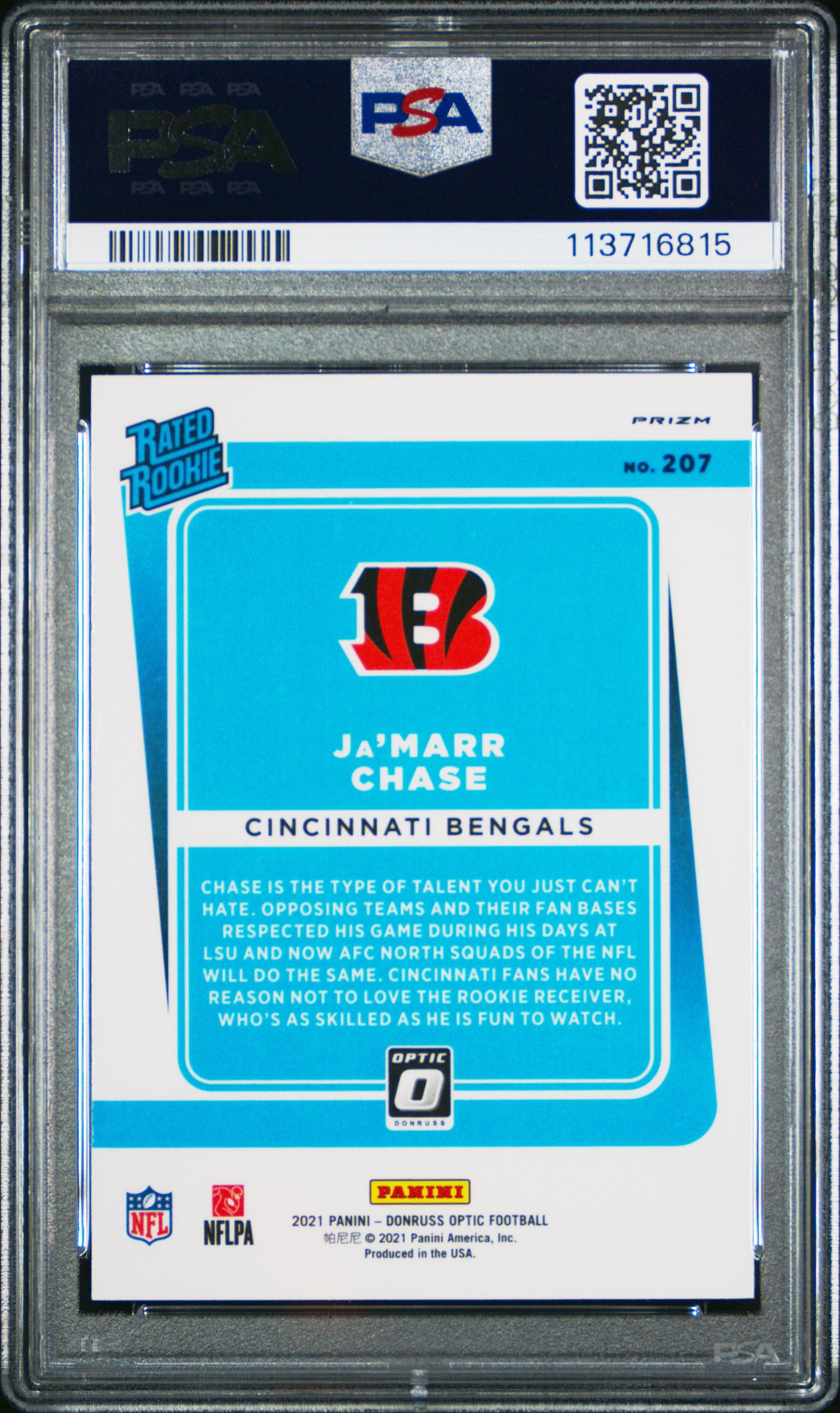 2021 Panini Donruss Optic 207 Ja'marr Chase Bronze PSA 9
