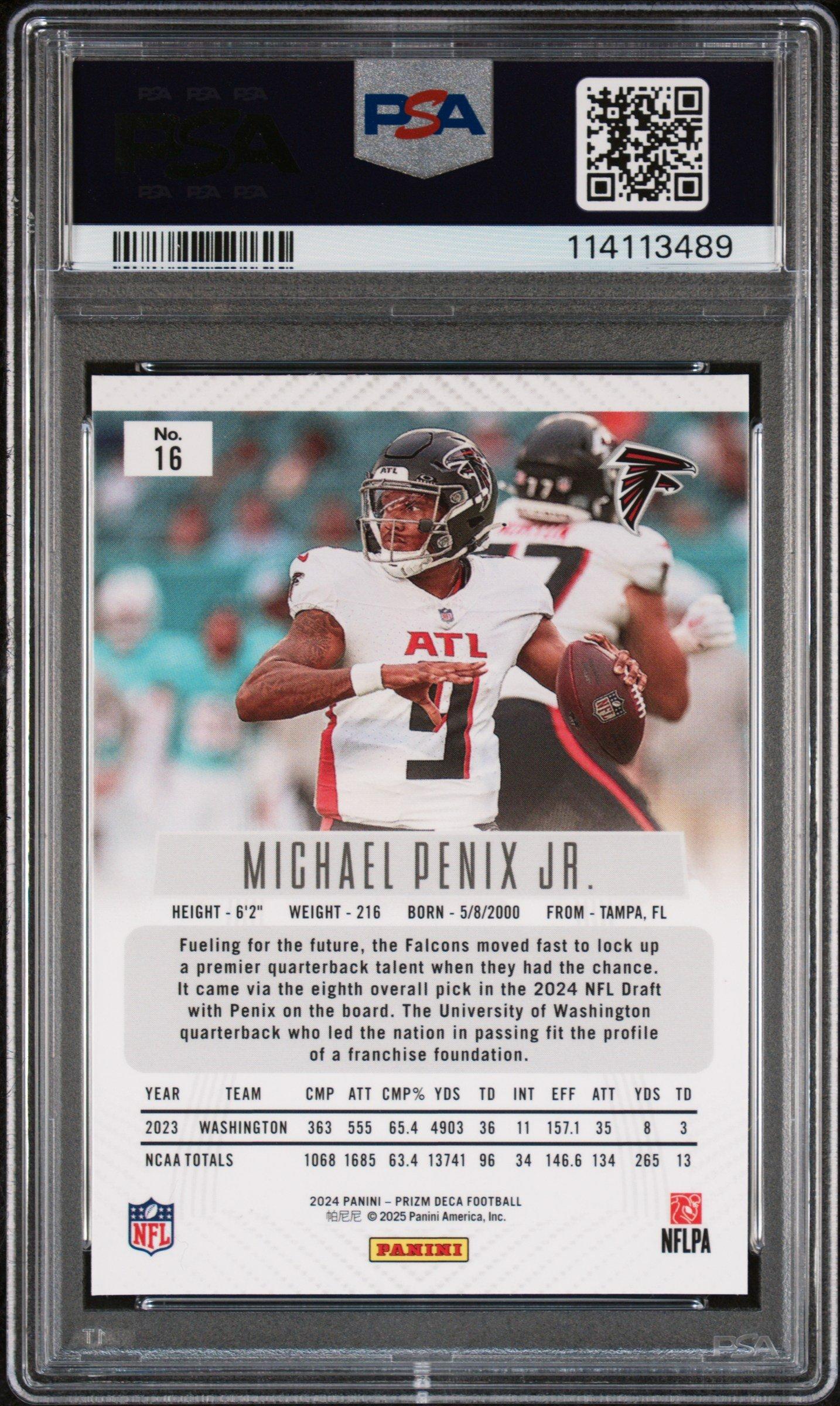 2024 Panini Prizm Deca 16 Michael Penix Jr. PSA 9