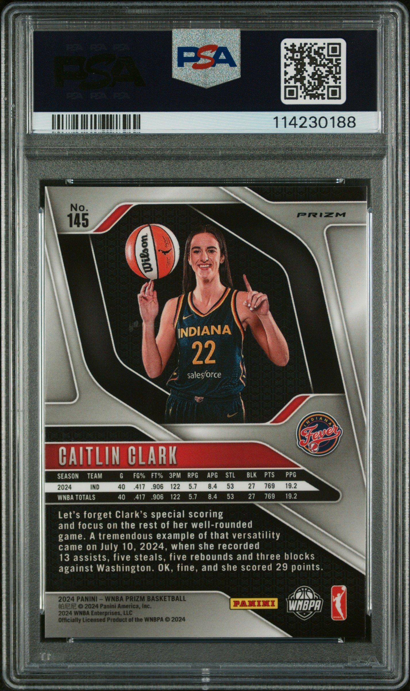 2024 Panini Prizm Wnba Caitlin Clark Silver Prizm PSA 9
