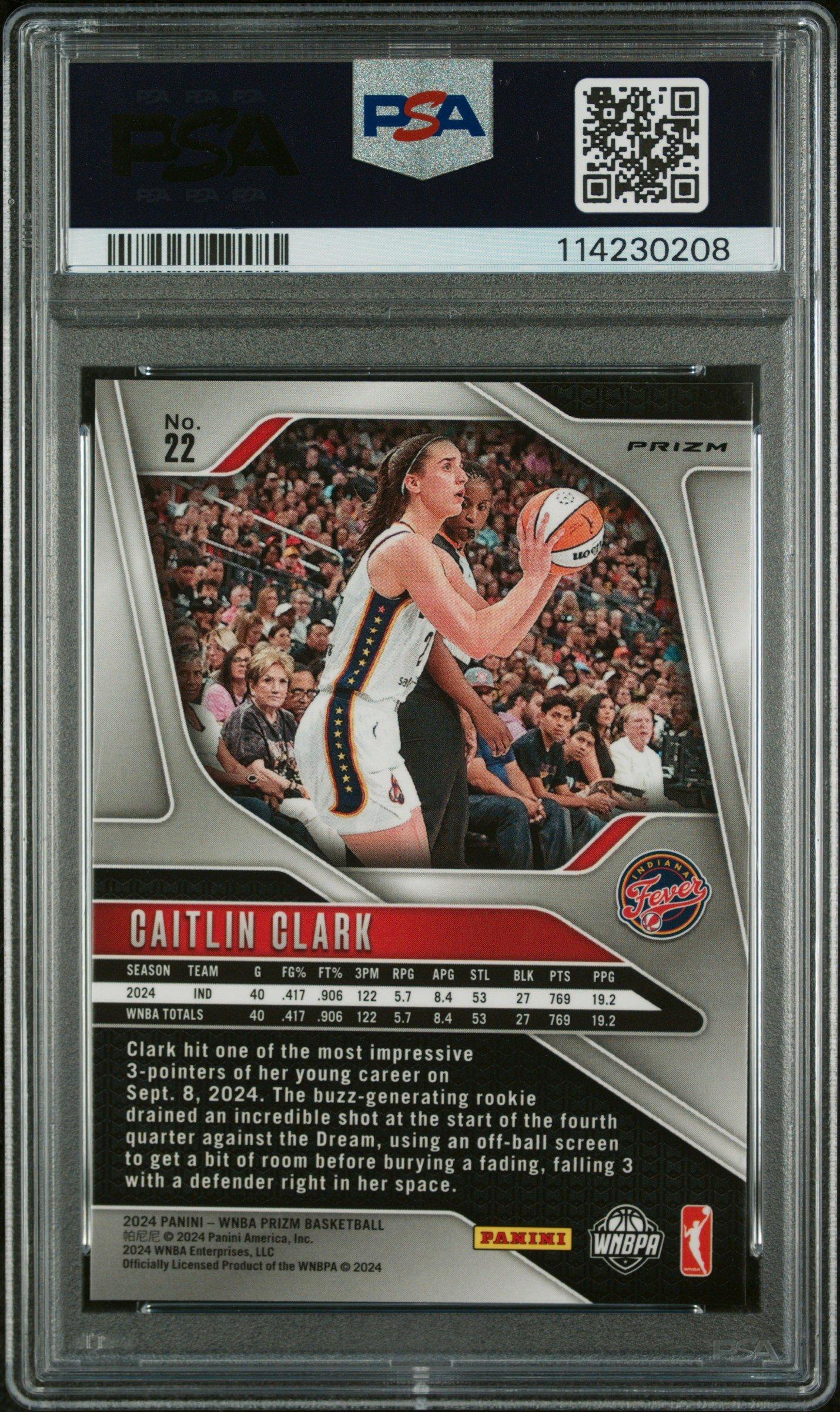 2024 Panini Prizm Wnba 22 Caitlin Clark Wnba Logo Prizm PSA 8