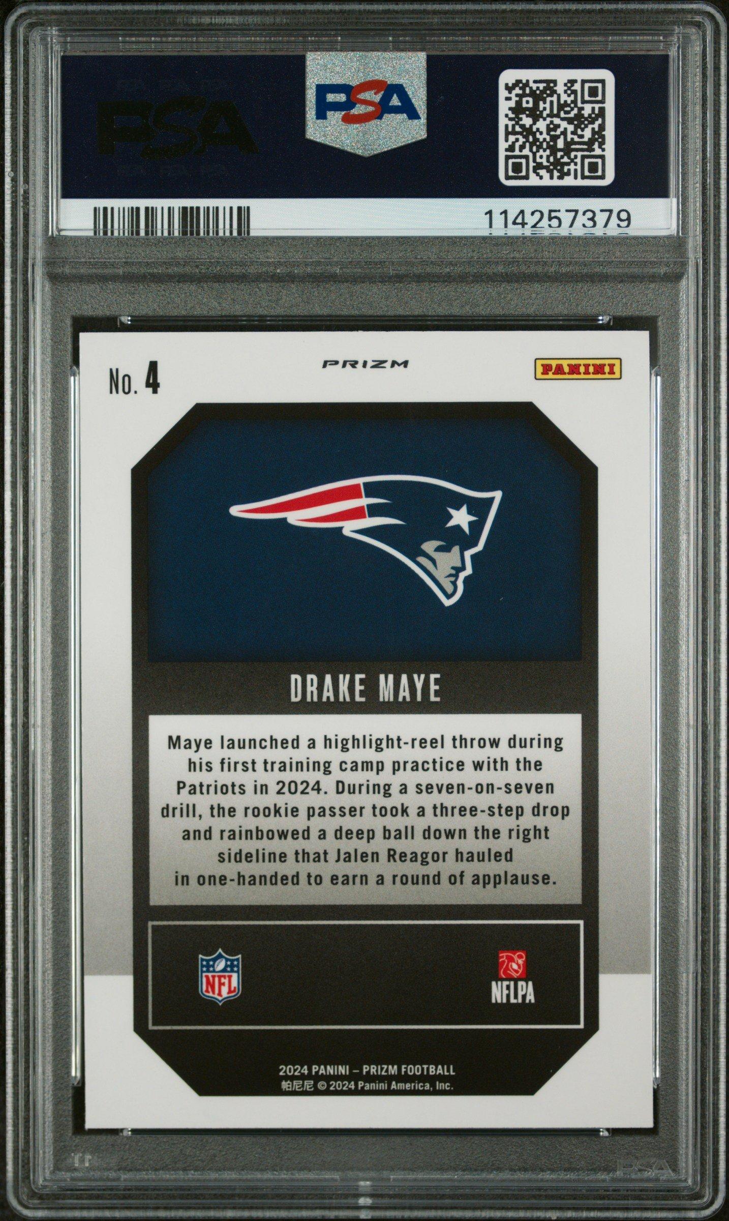 2024 Panini Prizm Emergent 4 Drake Maye Green Wave PSA 10