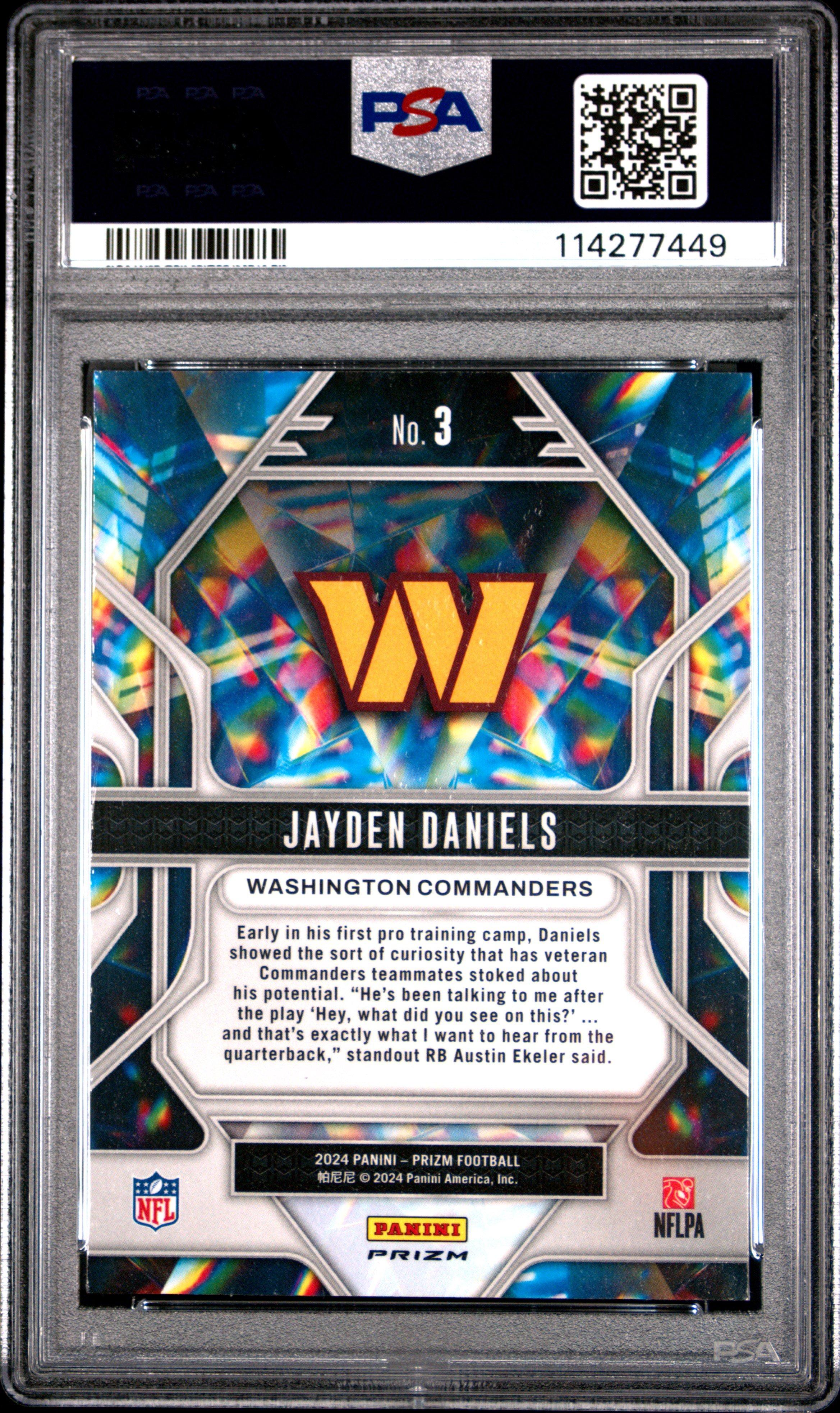 2024 Panini Prizm Prizmatic 3 Jayden Daniels Green Wave PSA
