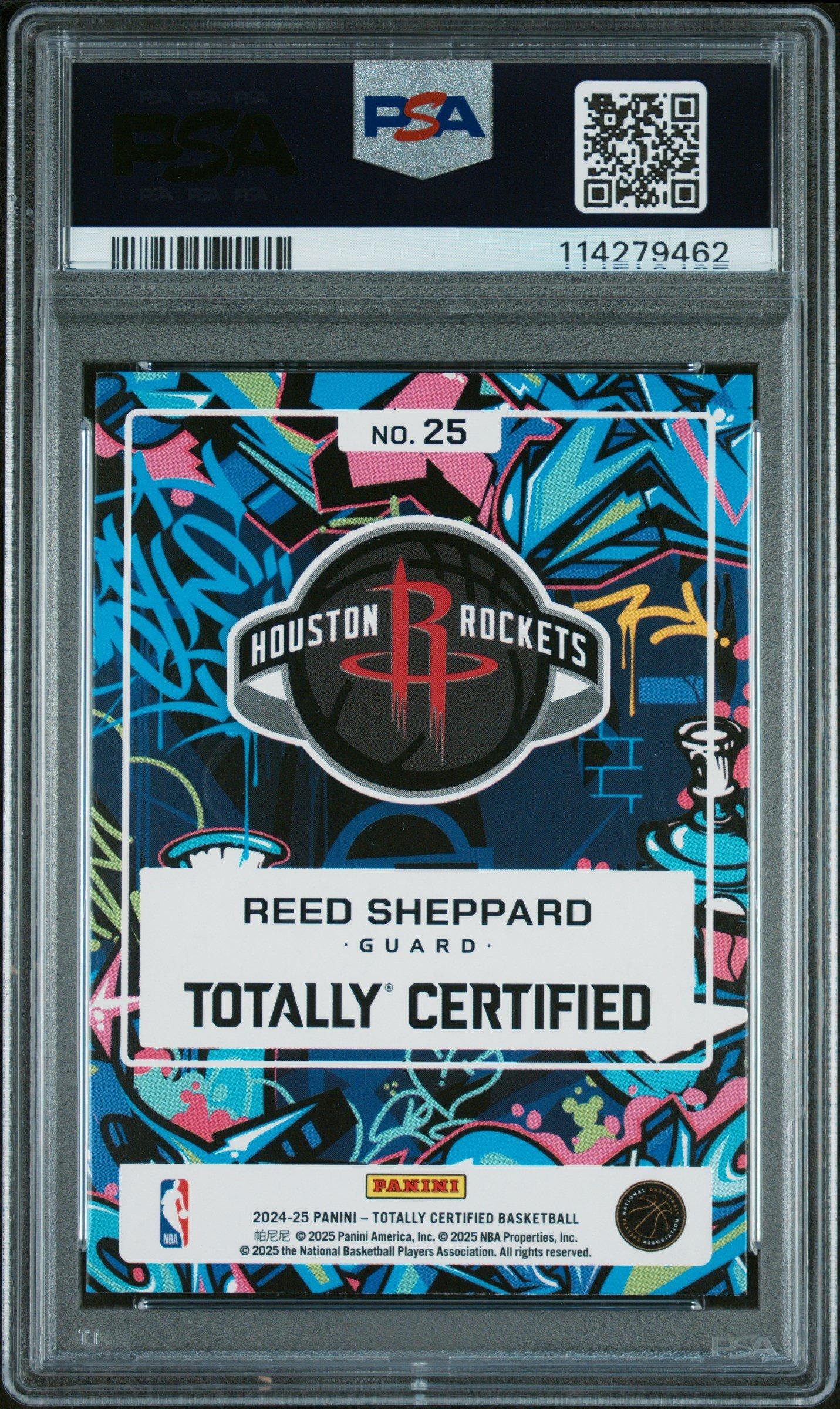 2024 Panini Totally Certified 2024 25 Reed Sheppard PSA 10