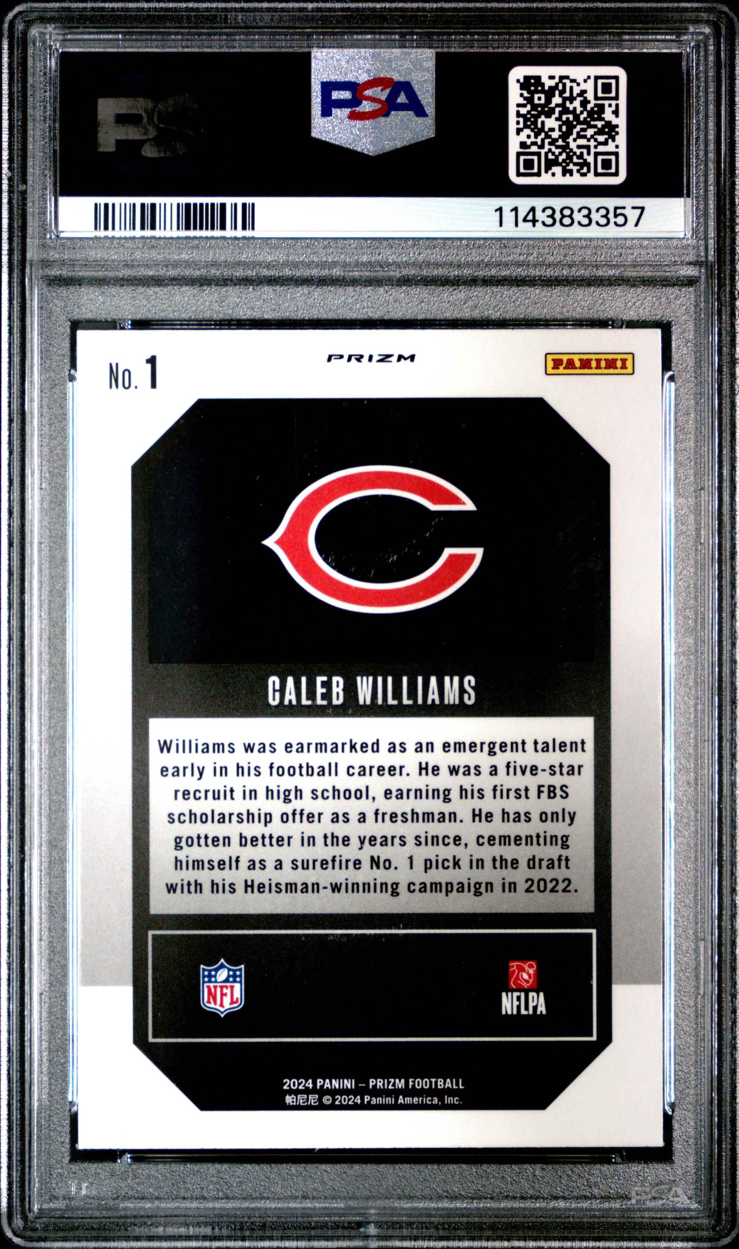 2024 Panini Prizm Emergent 1 Caleb Williams Green Prizm PSA 9