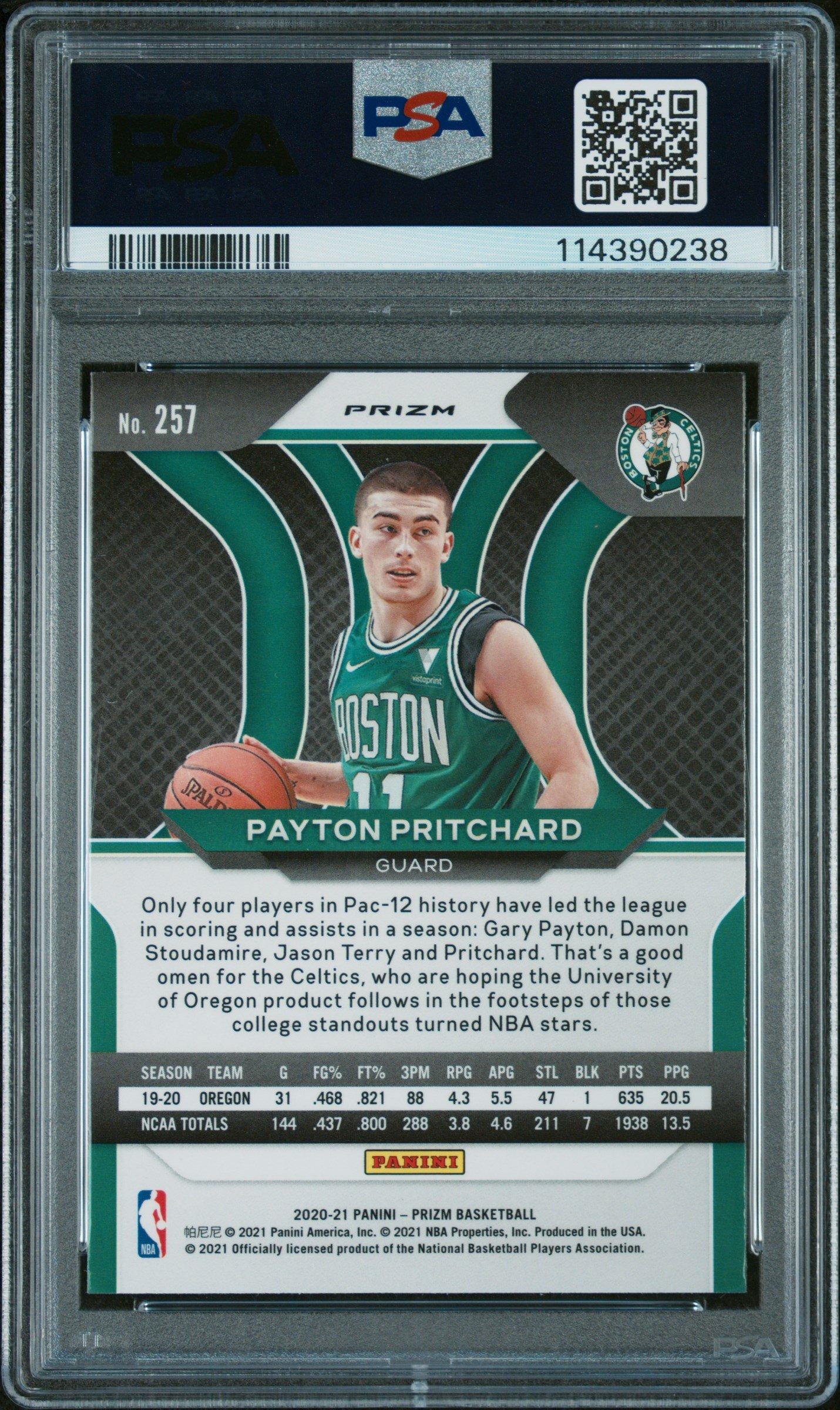 2020 Panini Prizm 257 Payton Pritchard Silver Prizm PSA 9