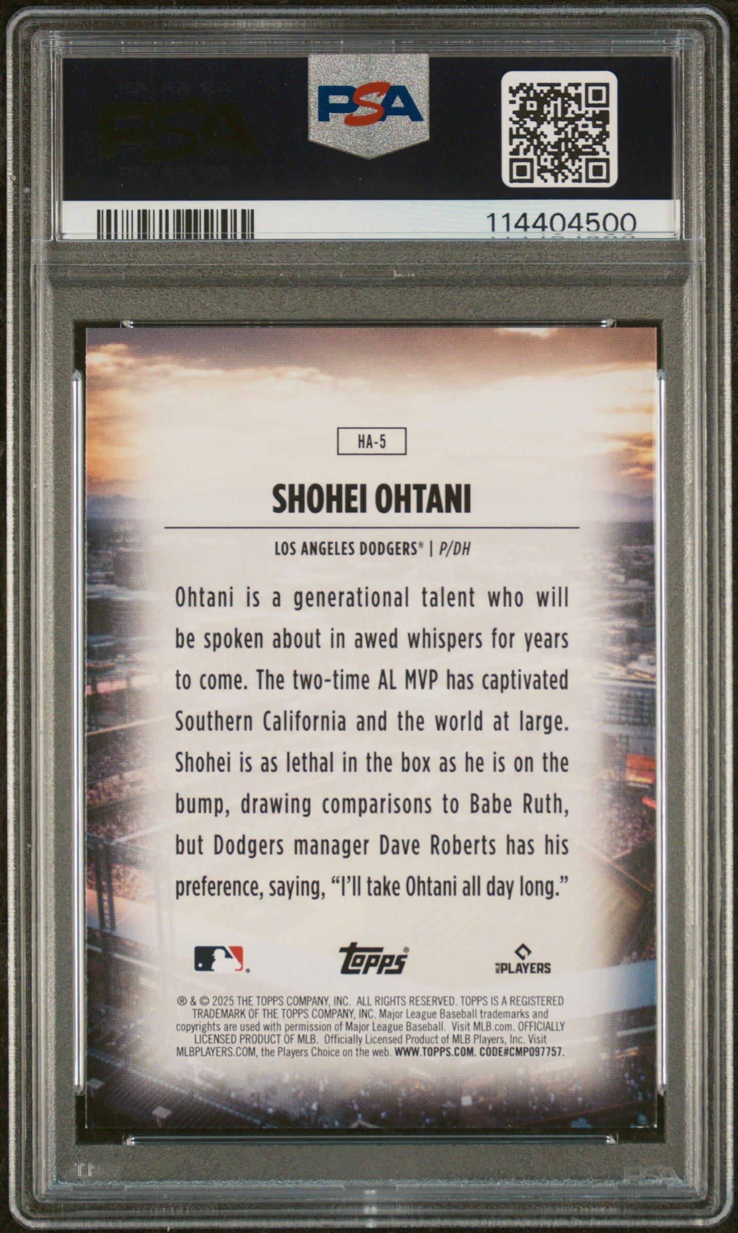 2025 Topps Home Field Advantage Ha5 Shohei Ohtani PSA 8 Graded 