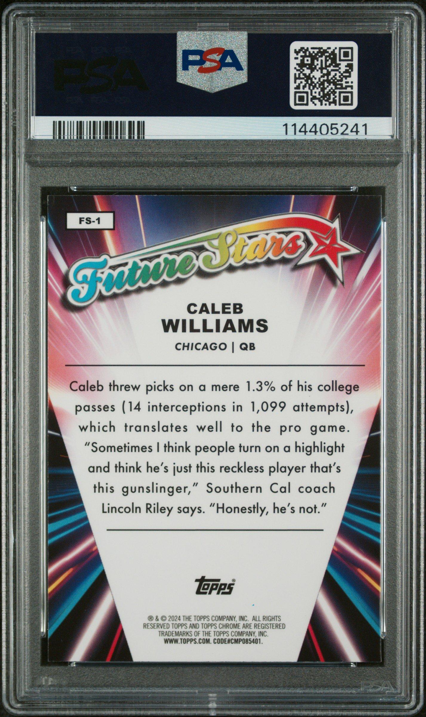 2024 Topps Chrome Future Stars Fs1 Caleb Williams PSA 10