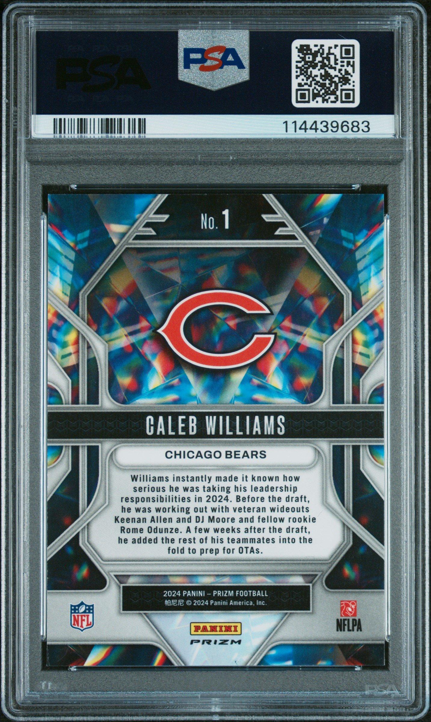 2024 Panini Prizm Prizmatic 1 Caleb Williams Green Prizm PSA 10