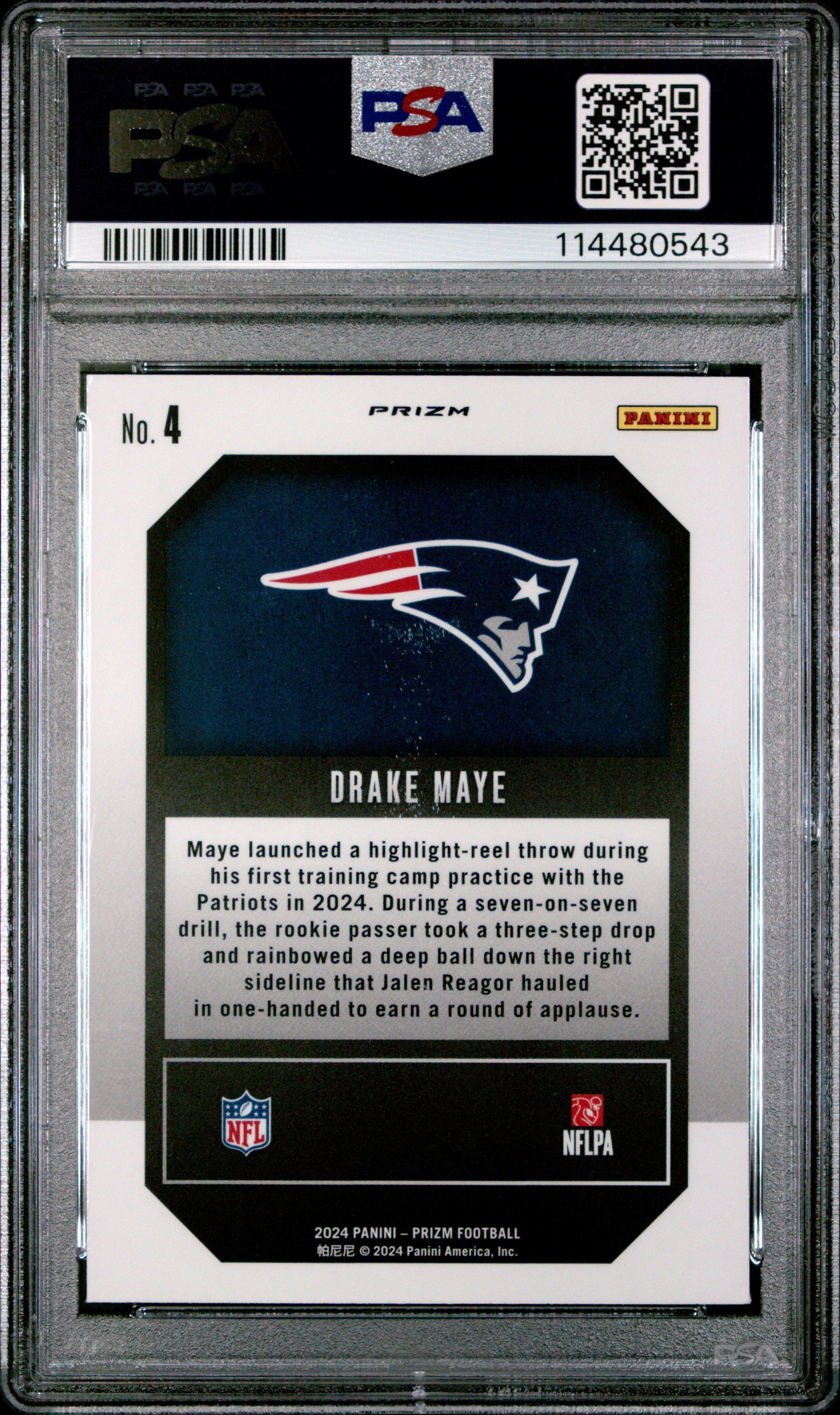 2024 Panini Prizm Emergent 4 Drake Maye Green Wave PSA 10