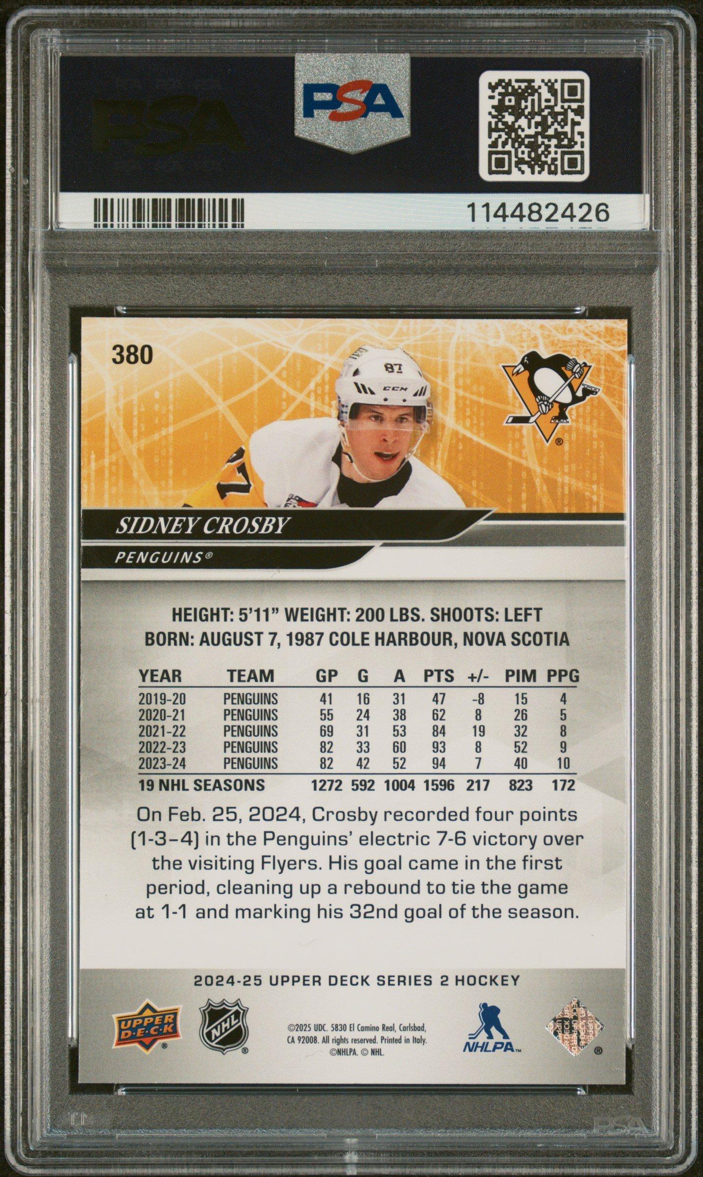 2024 Upper Deck 380 Sidney Crosby Deluxe PSA 9