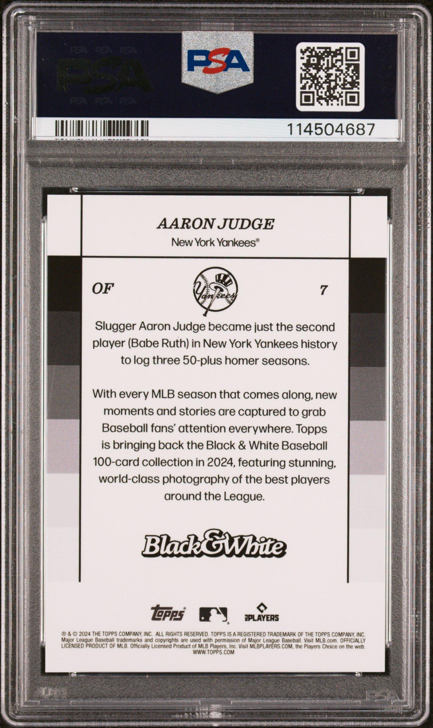 2024 Topps Black And White 7 Aaron Judge PSA 10