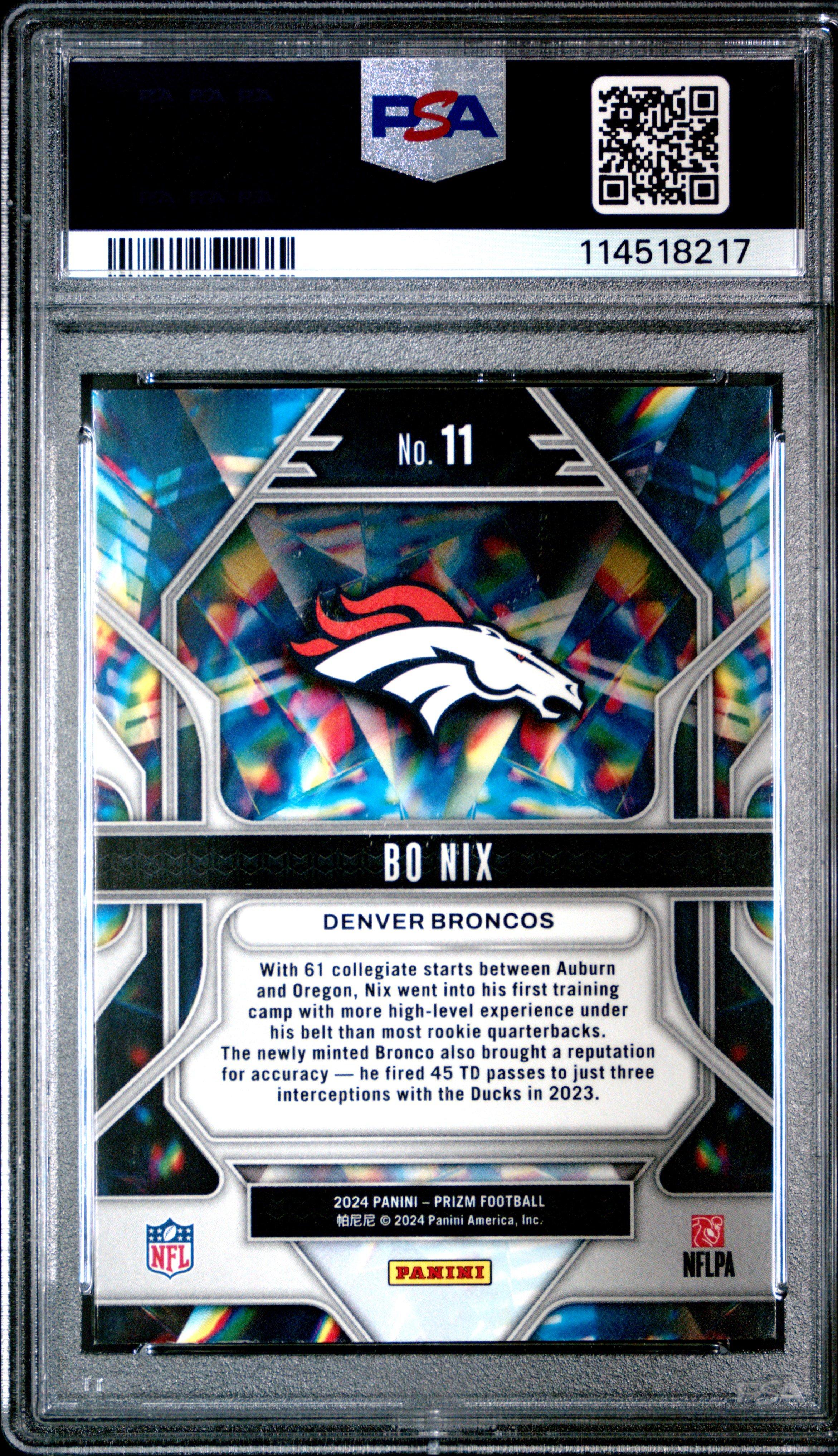 2024 Panini Prizm Prizmatic 11 Bo Nix PSA 10
