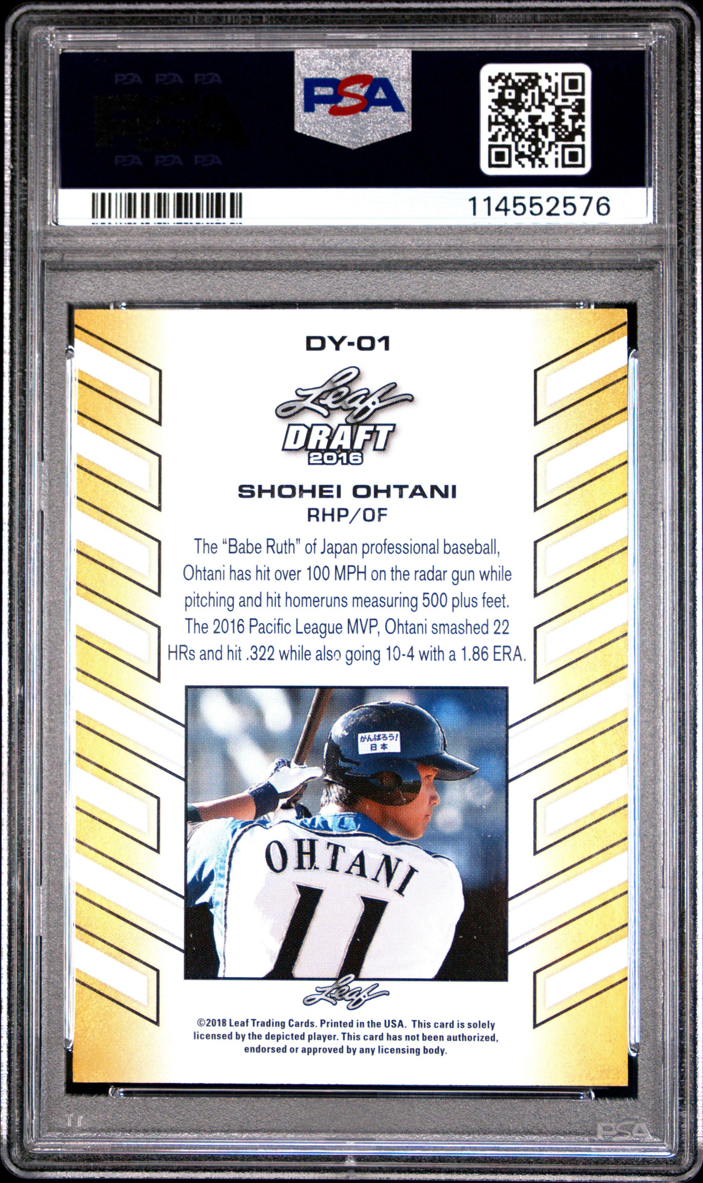 2018 Leaf Ohtani Draft Year Dy-01 Shohei Ohtani PSA 10