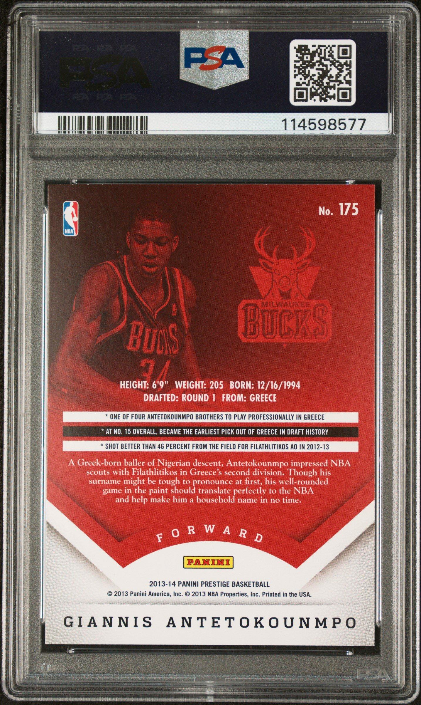 2013 Panini Prestige 175 Giannis Antetokounmpo PSA 9