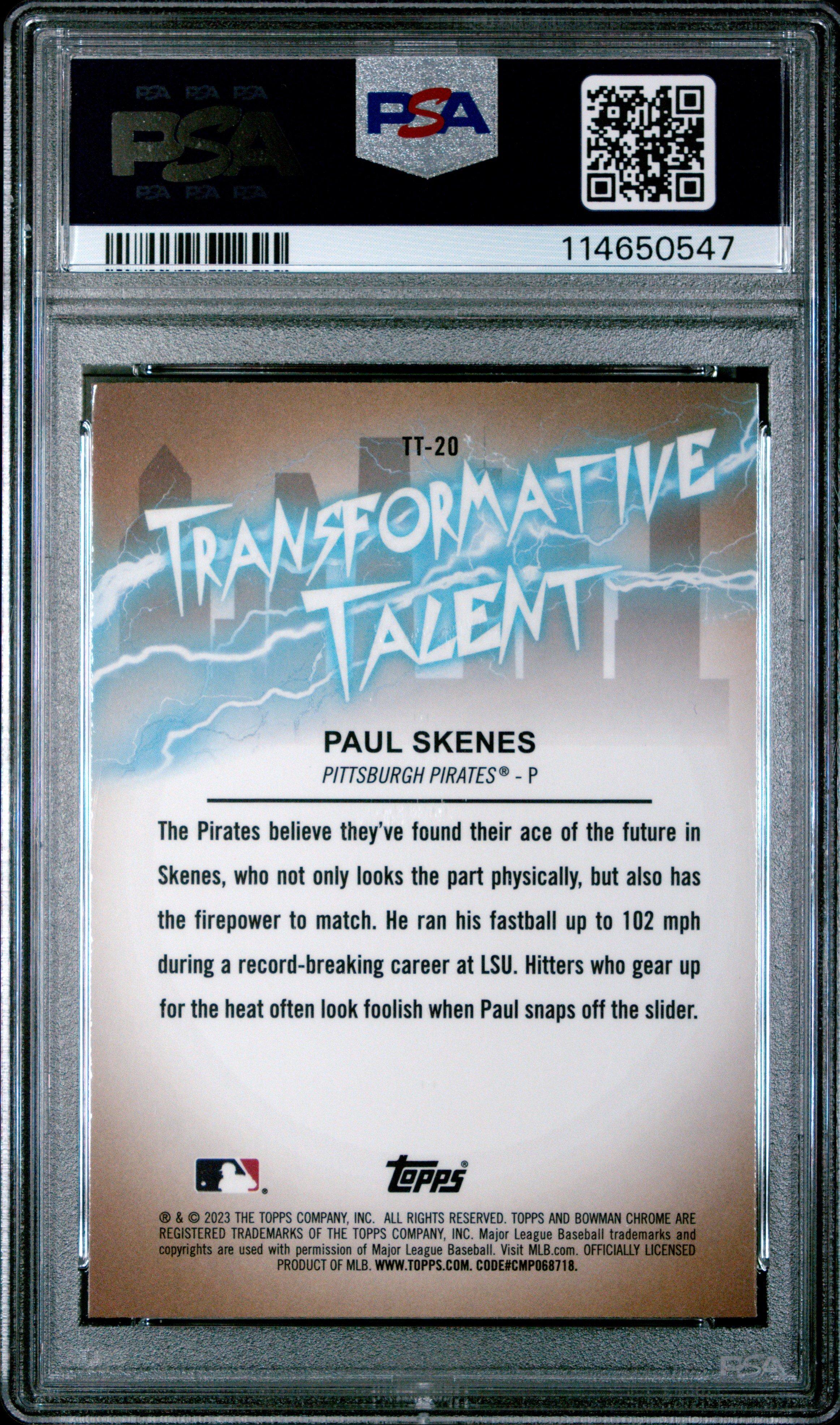2023 Bowman Draft Transformative Talent Tt20 Paul Skenes PSA