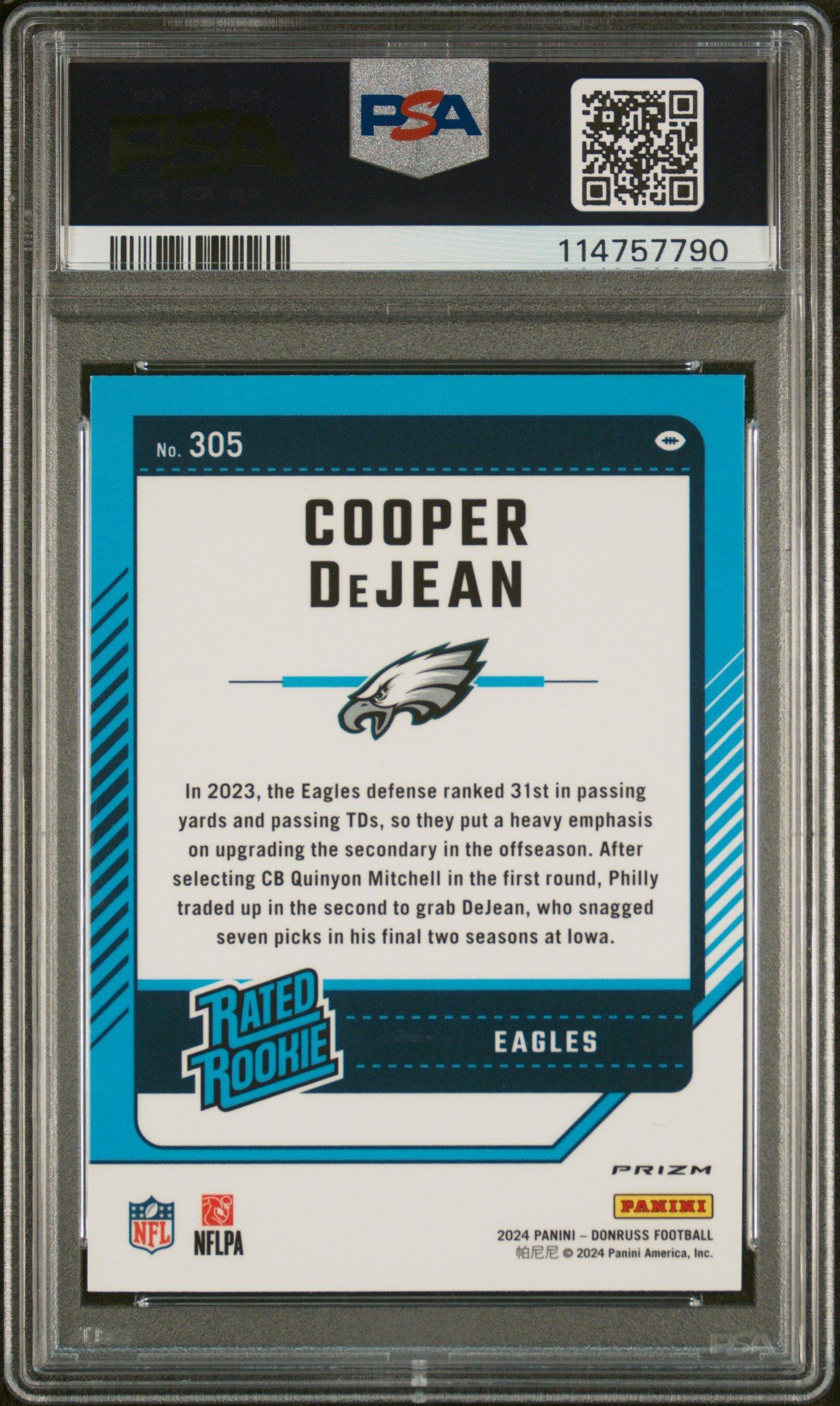 2024 Panini Donruss 305 Cooper Dejean Optic Preview-red Pandora PSA 10
