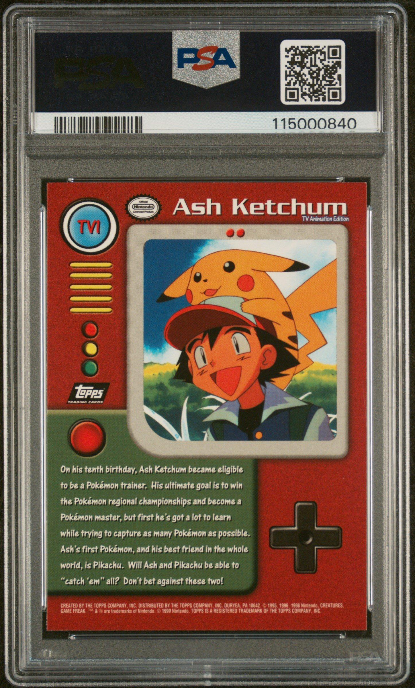 1999 Topps Pokemon Series 1 Character Cards Tv1 Ash Ketchum PSA 9 Graded  Card | GameStop