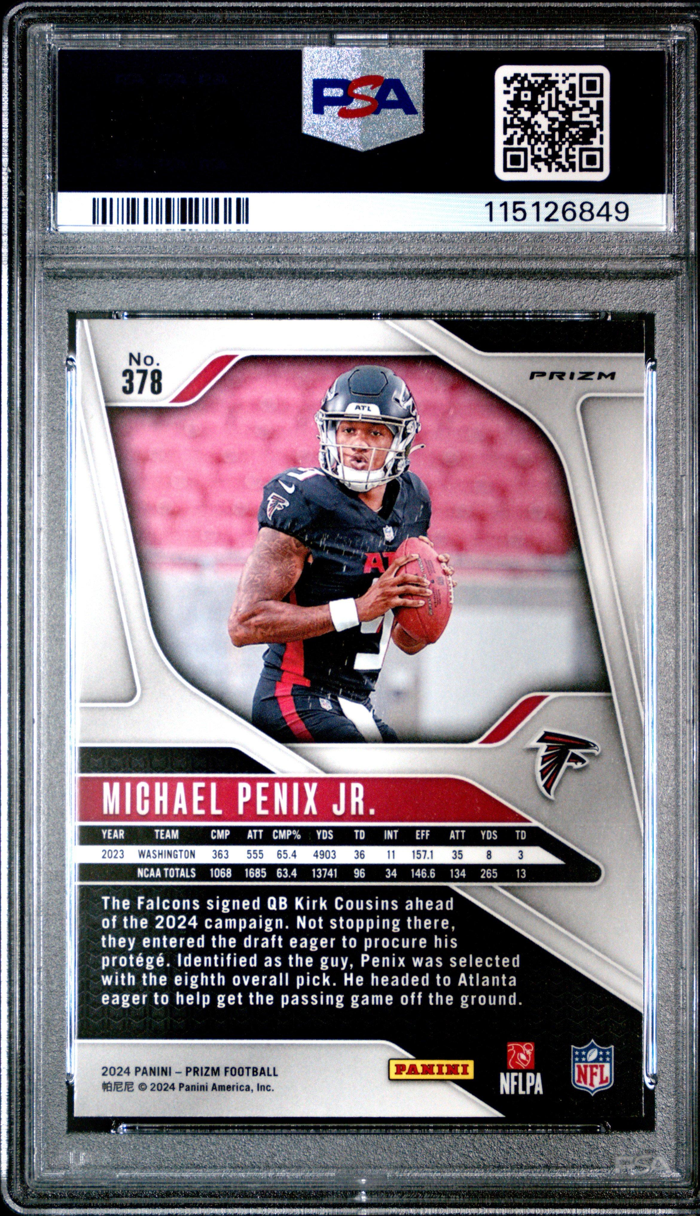 2024 Panini Prizm 378 Michael Penix Jr. Silver Prizm PSA 10 Graded