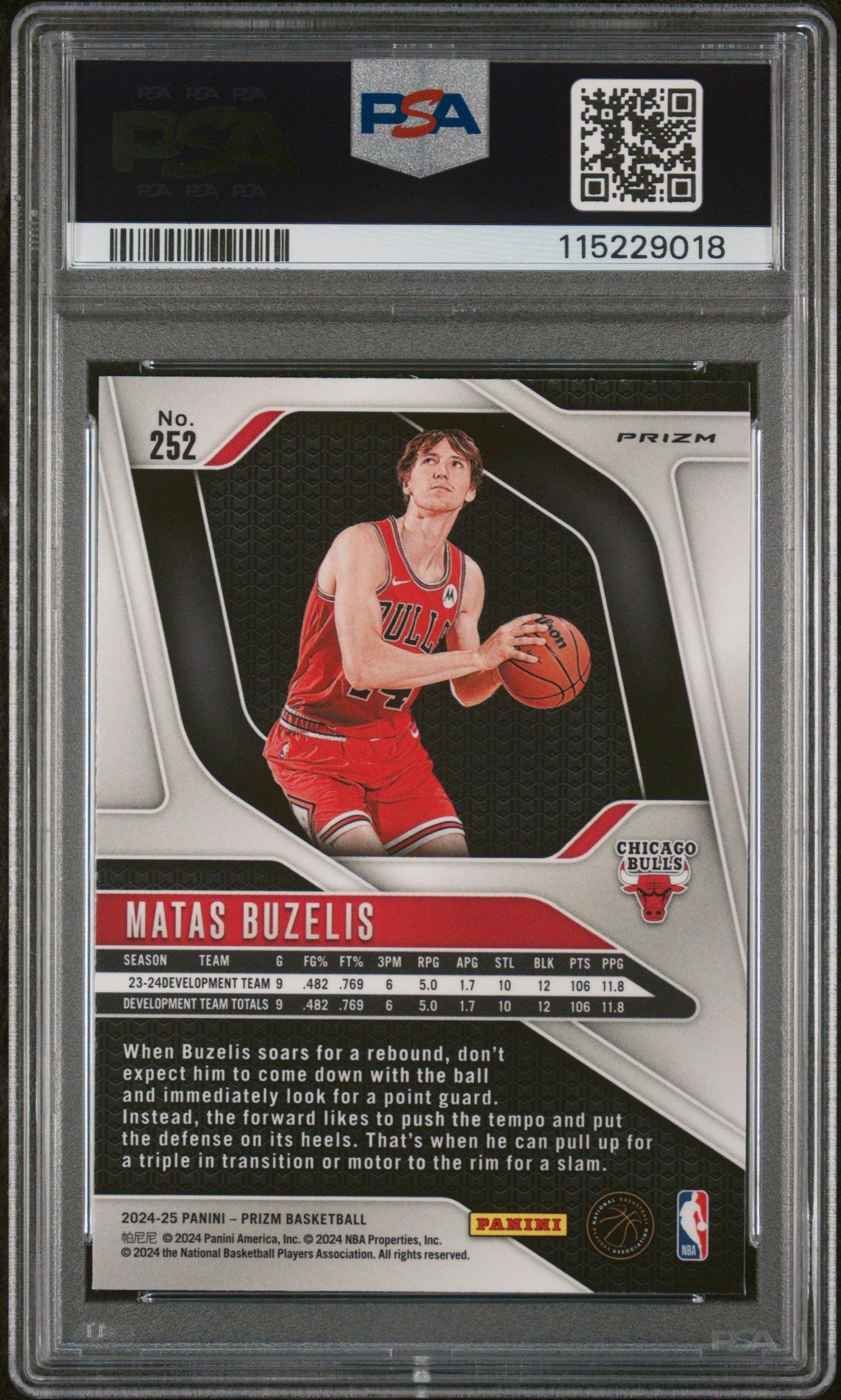 2024 Panini Prizm 252 Matas Buzelis Pink Ice PSA 9