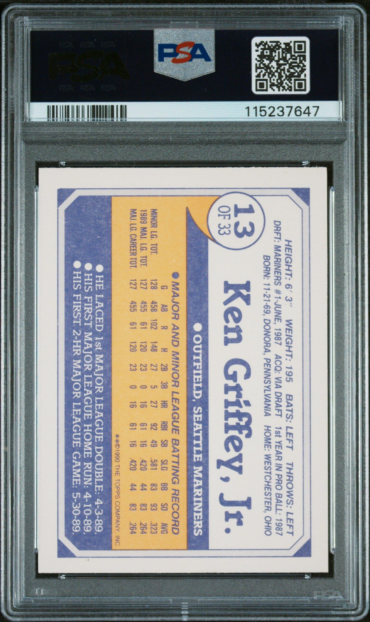 1990 Toys R Us Rookies 13 Ken Griffey Jr. PSA 9