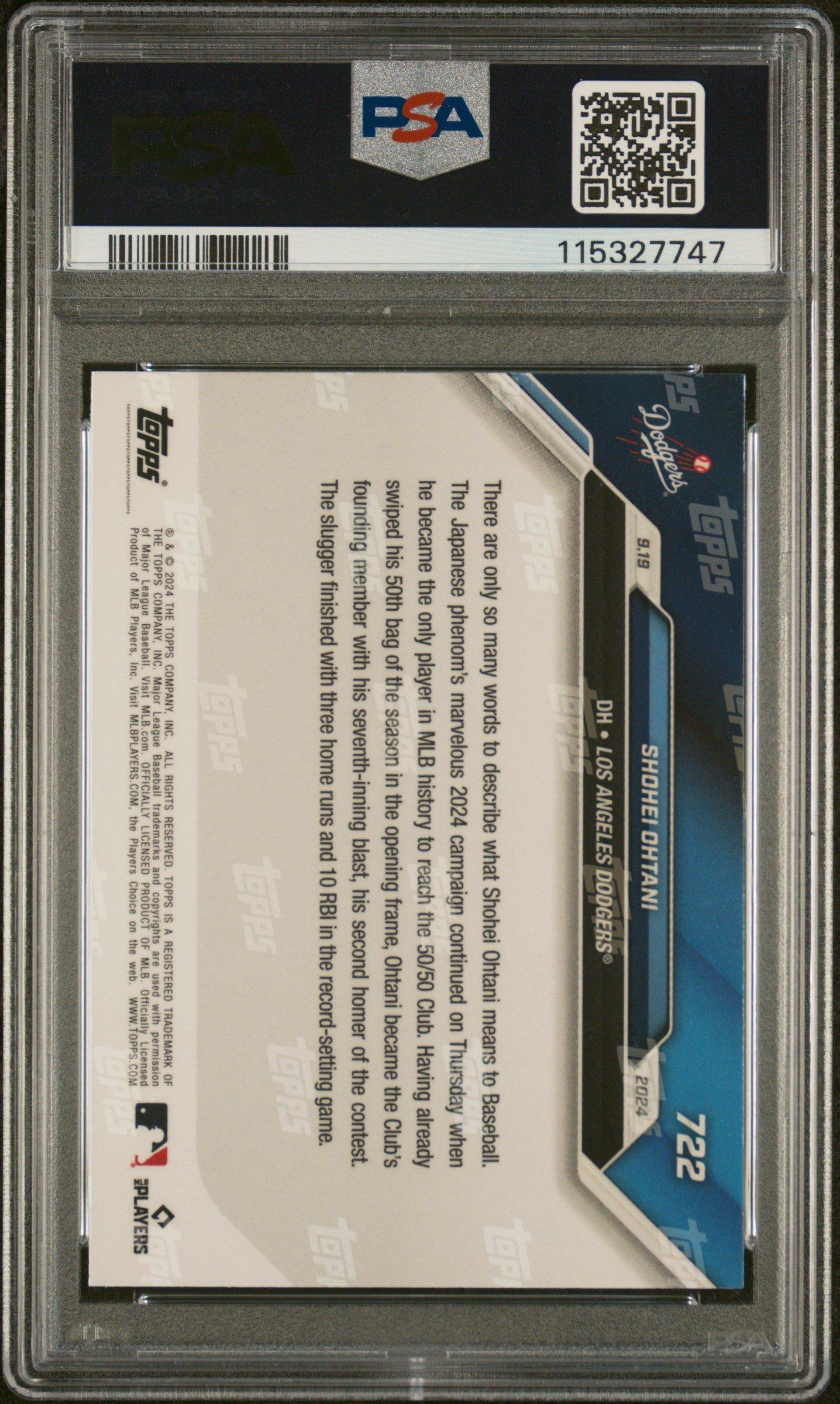 2024 Topps Now 722 Shohei Ohtani PSA 10