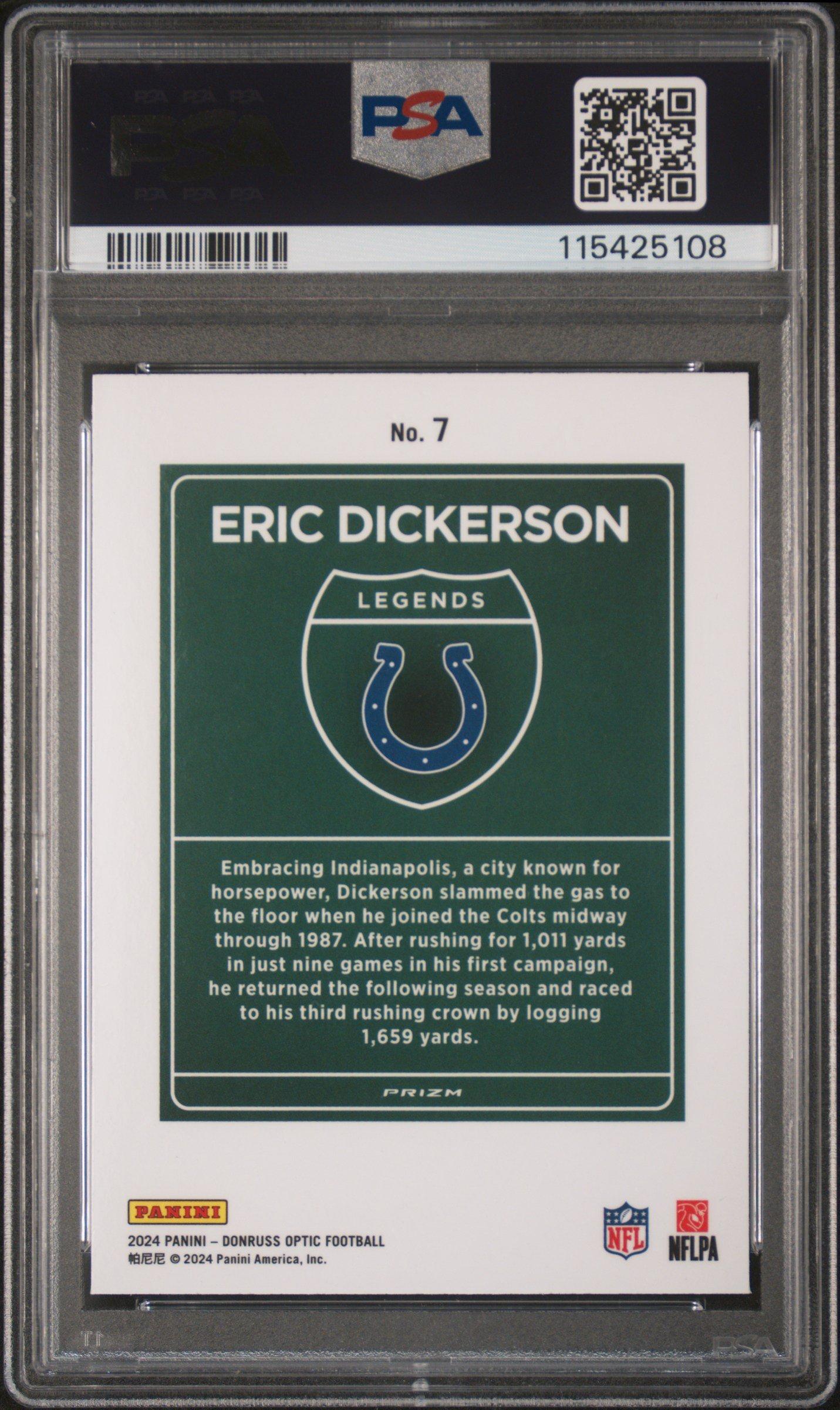 2024 Panini Donruss Optic Downtown Legends 7 Eric Dickerson PSA