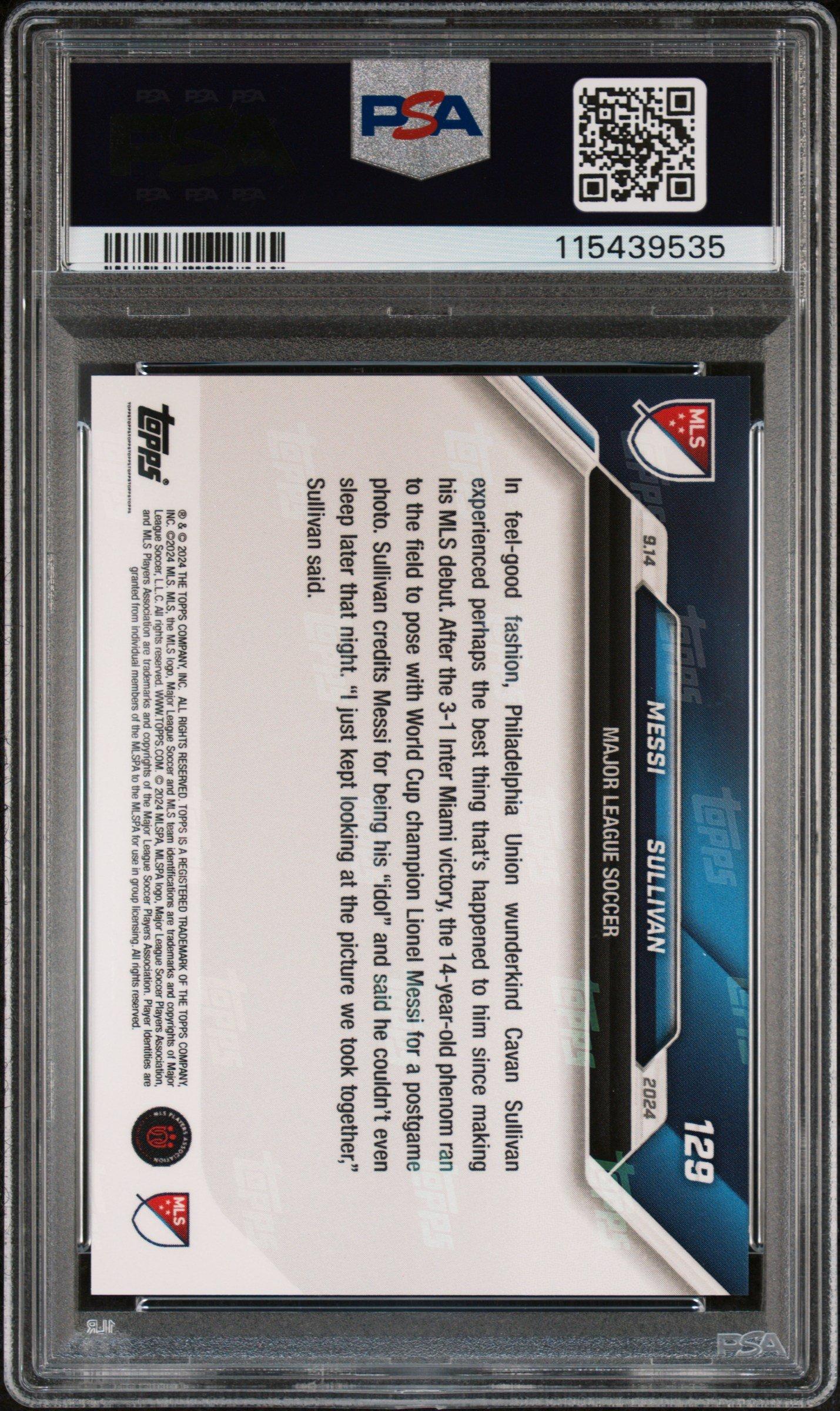 2024 Topps Now Mls 129 Lionel Messi\cavan Sullivan PSA 10