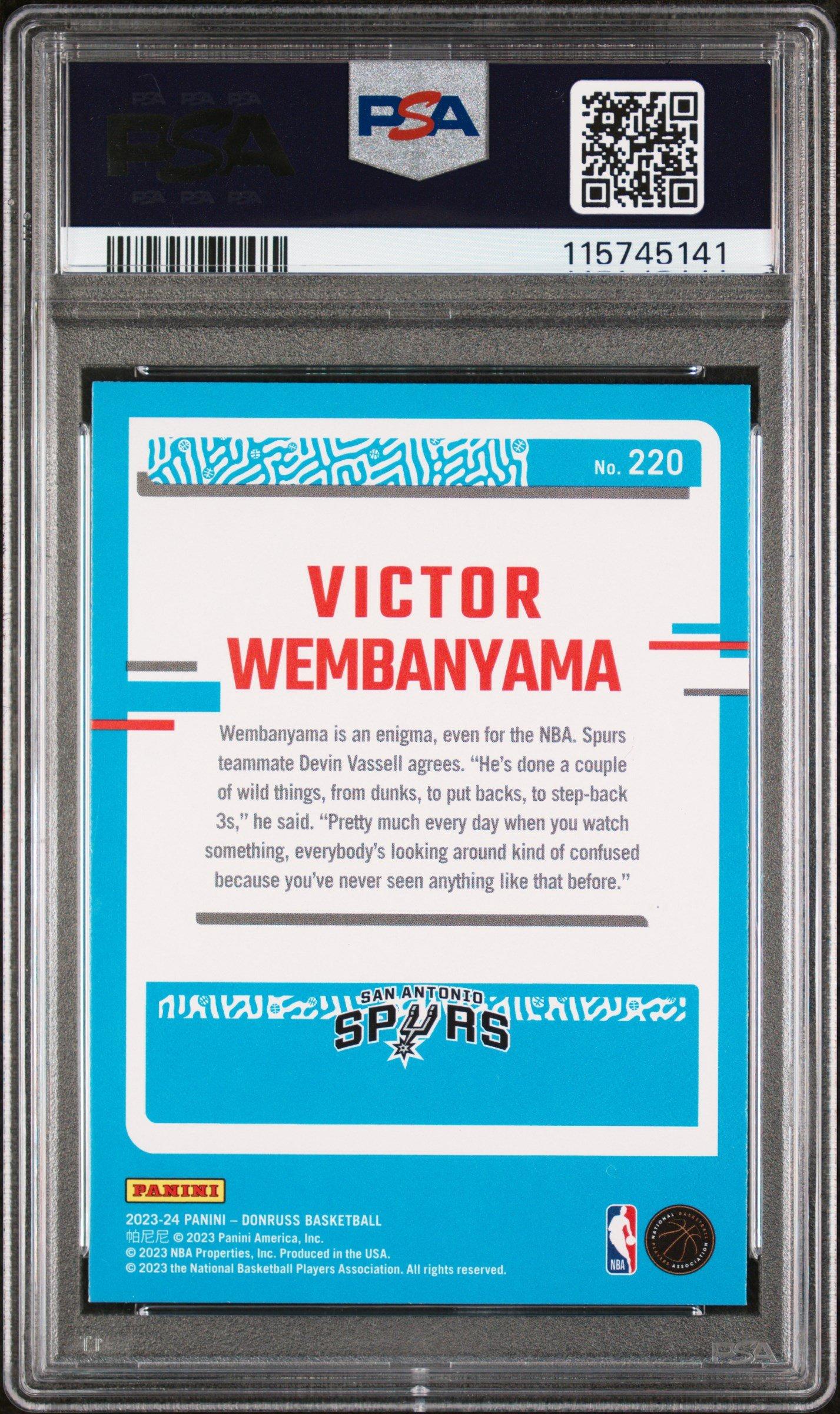 2023 Panini Donruss 220 Victor Wembanyama Holo Red And Gold Laser PSA 9