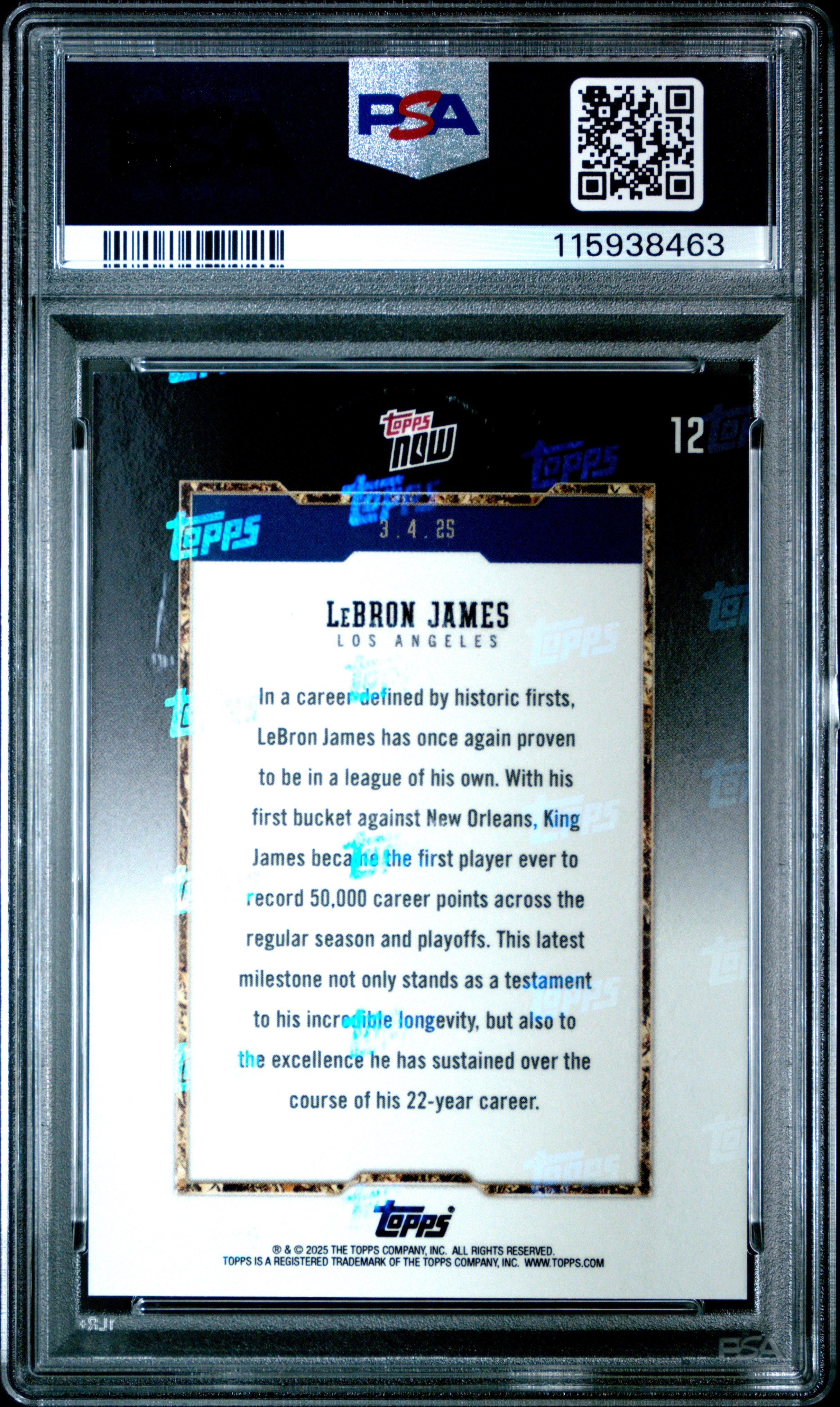 2024 Topps Now 12 Lebron James PSA 10 Graded Card | GameStop