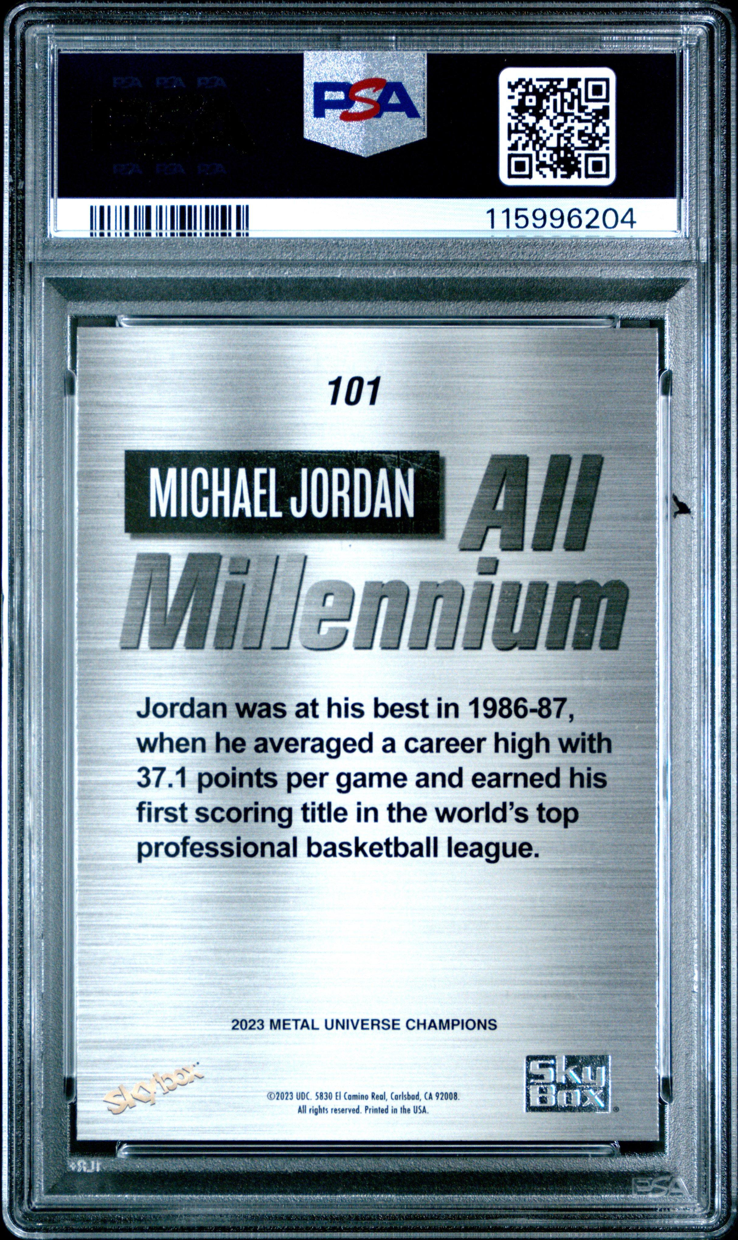2023 Skybox Metal Universe Champions 101 Michael Jordan Aqua PSA 9