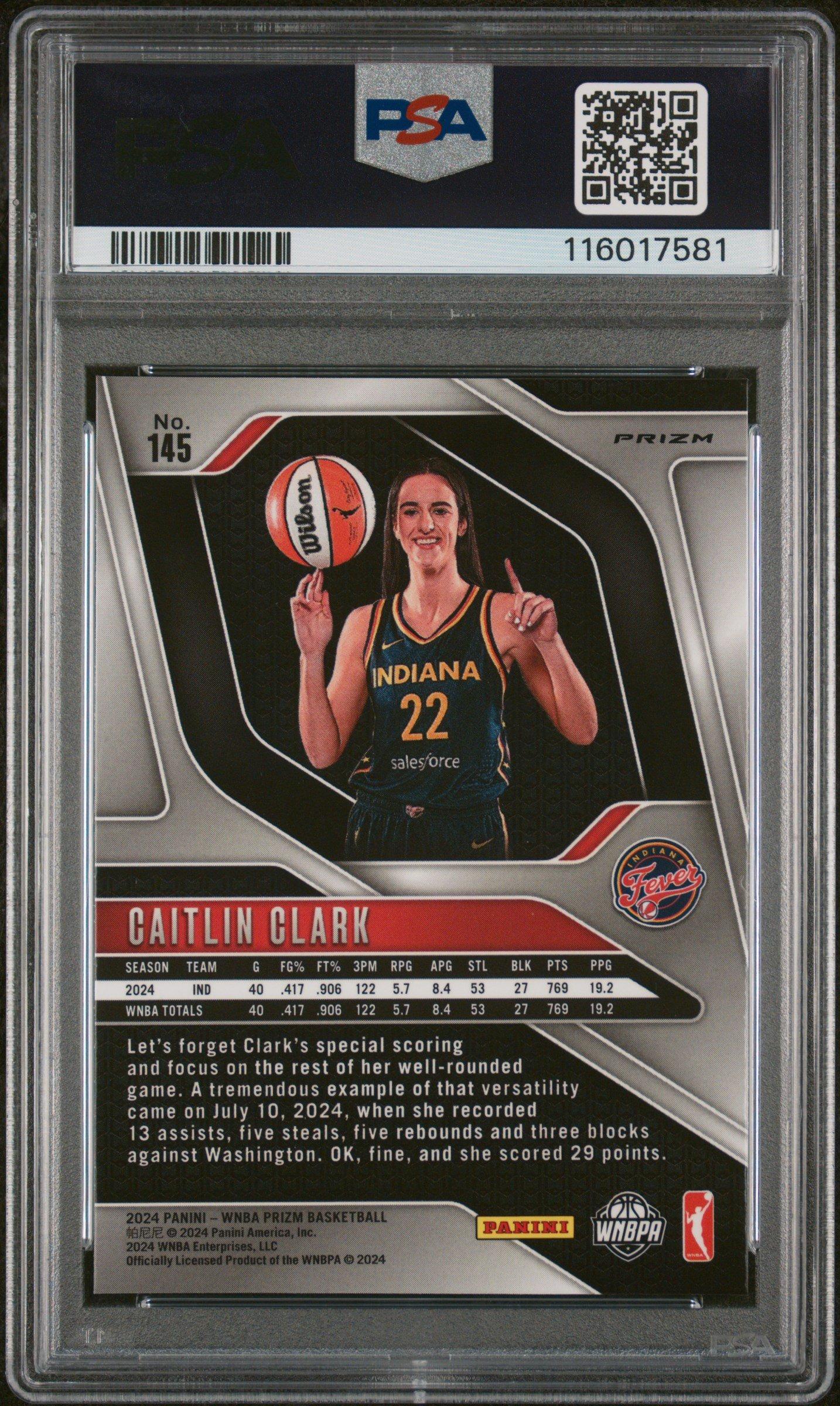 2024 Panini Prizm Wnba 145 Caitlin Clark Ice PSA 9