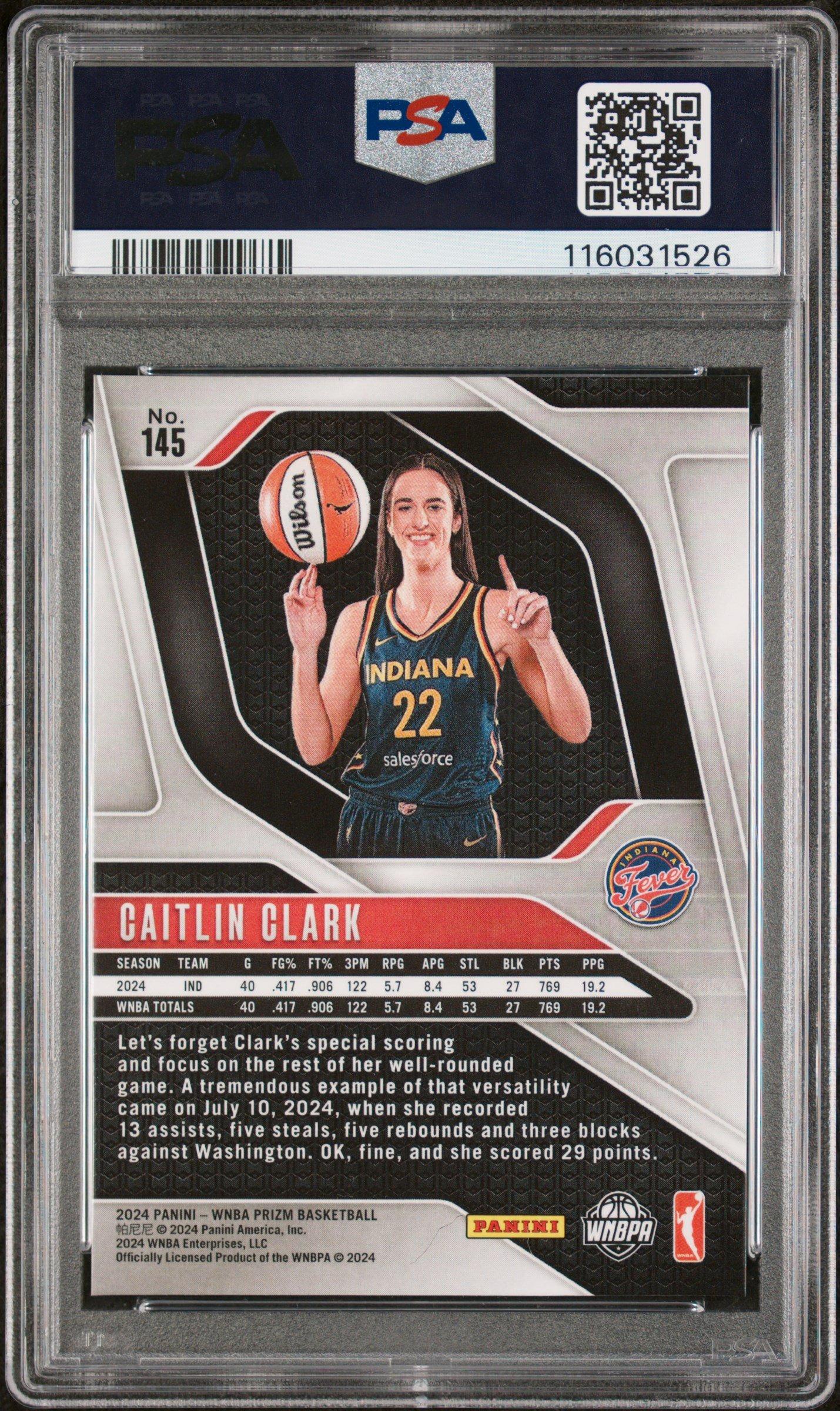 2024 Panini Prizm Wnba 145 Caitlin Clark PSA