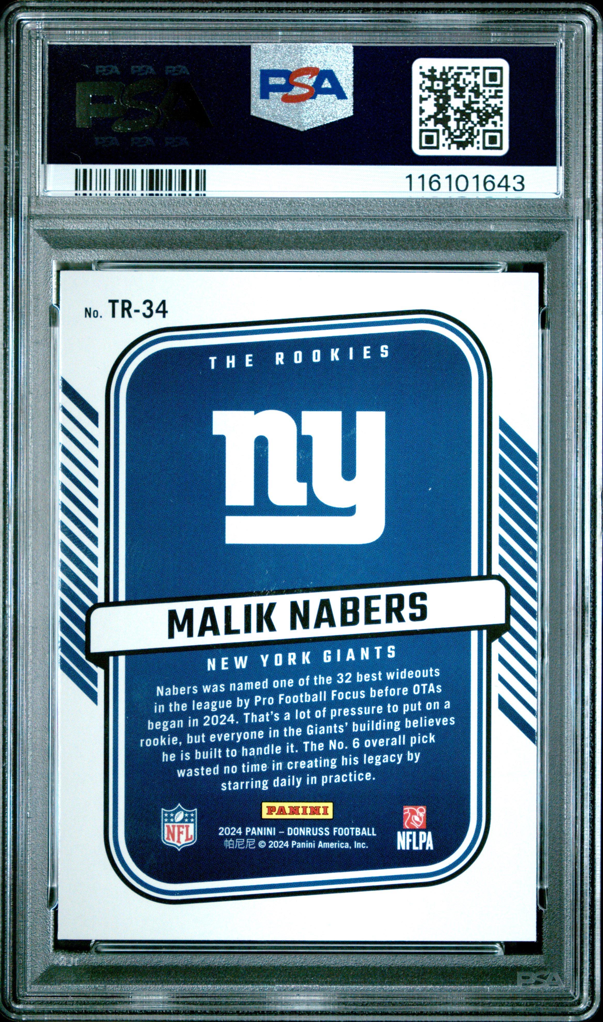 2024 Panini Donruss The Rookies Tr34 Malik Nabers PSA 10