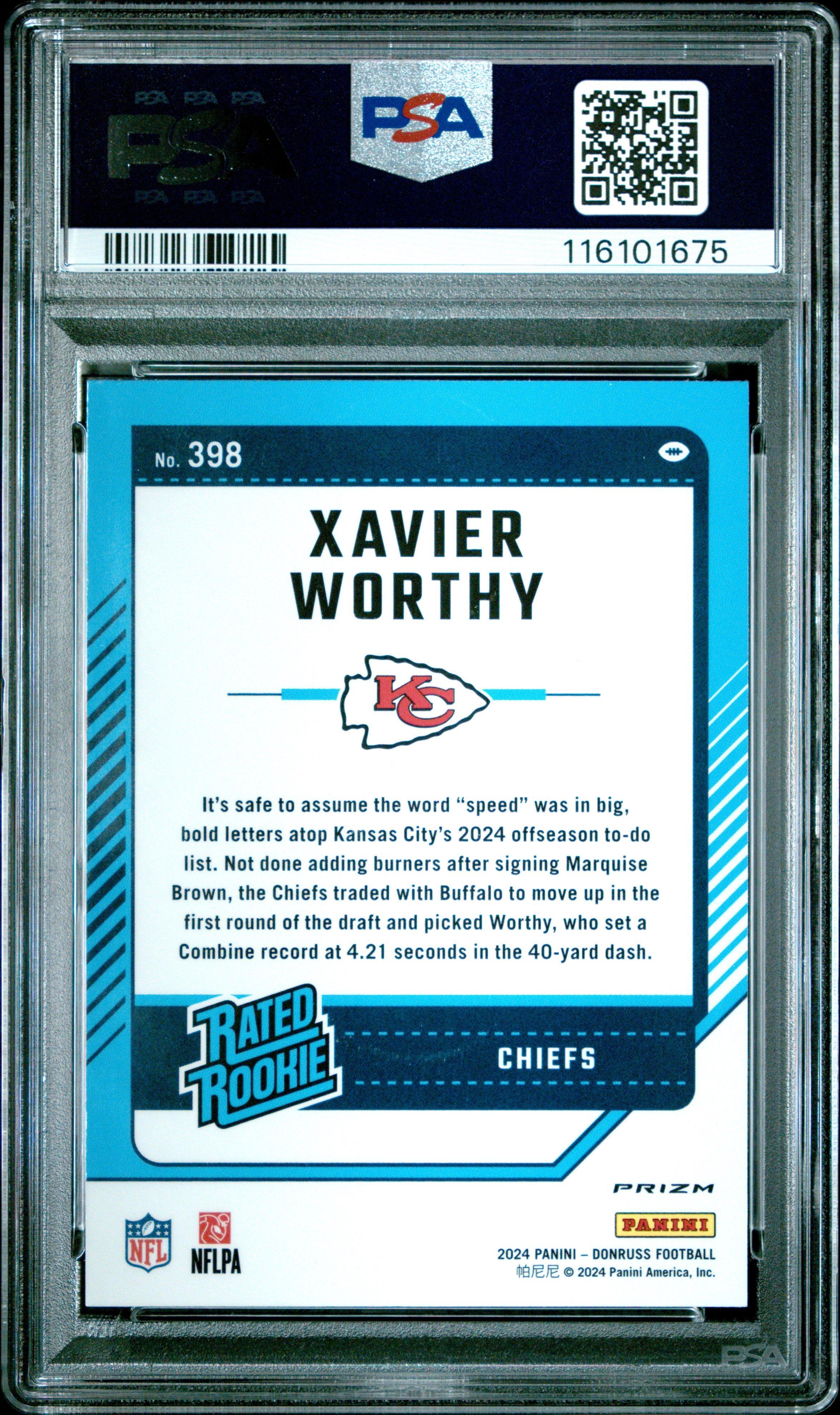 2024 Panini Donruss 398 Xavier Worthy Optic Preview PSA 10