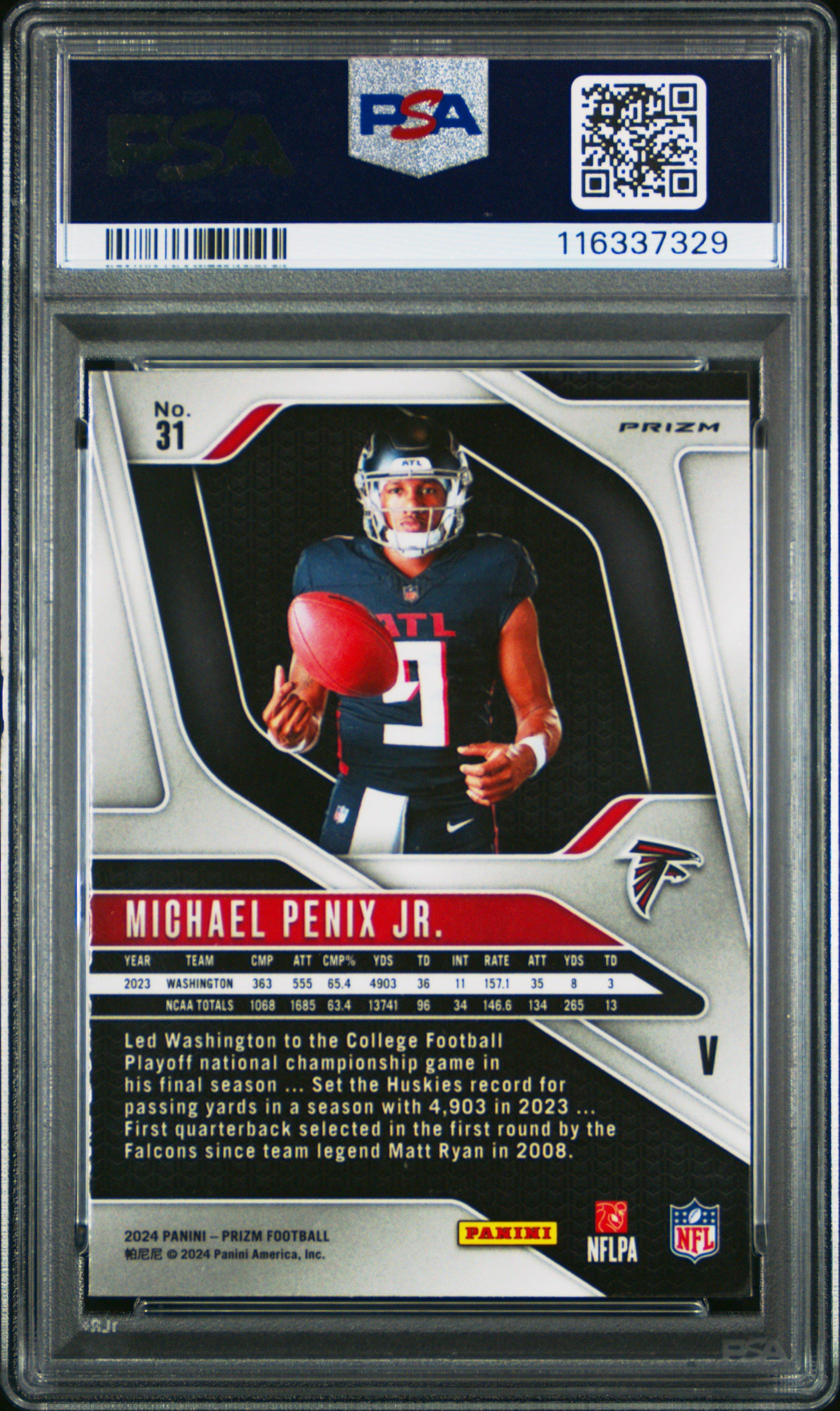 2024 Panini Prizm Rookie Variation 31 Michael Penix Jr. PSA 9