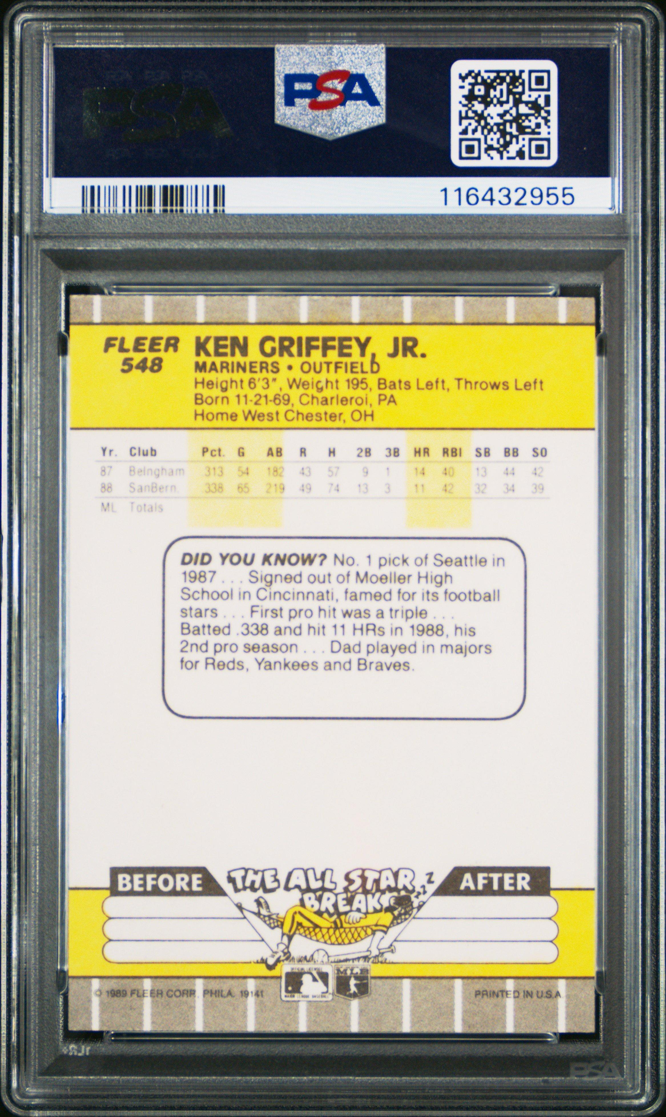 ken griffey jr. graded cards Jr Signed Mariners 1989 Donruss #33 Rookie Card BAS  Super Sports Center Ken Griffey Jr 2000 Topps