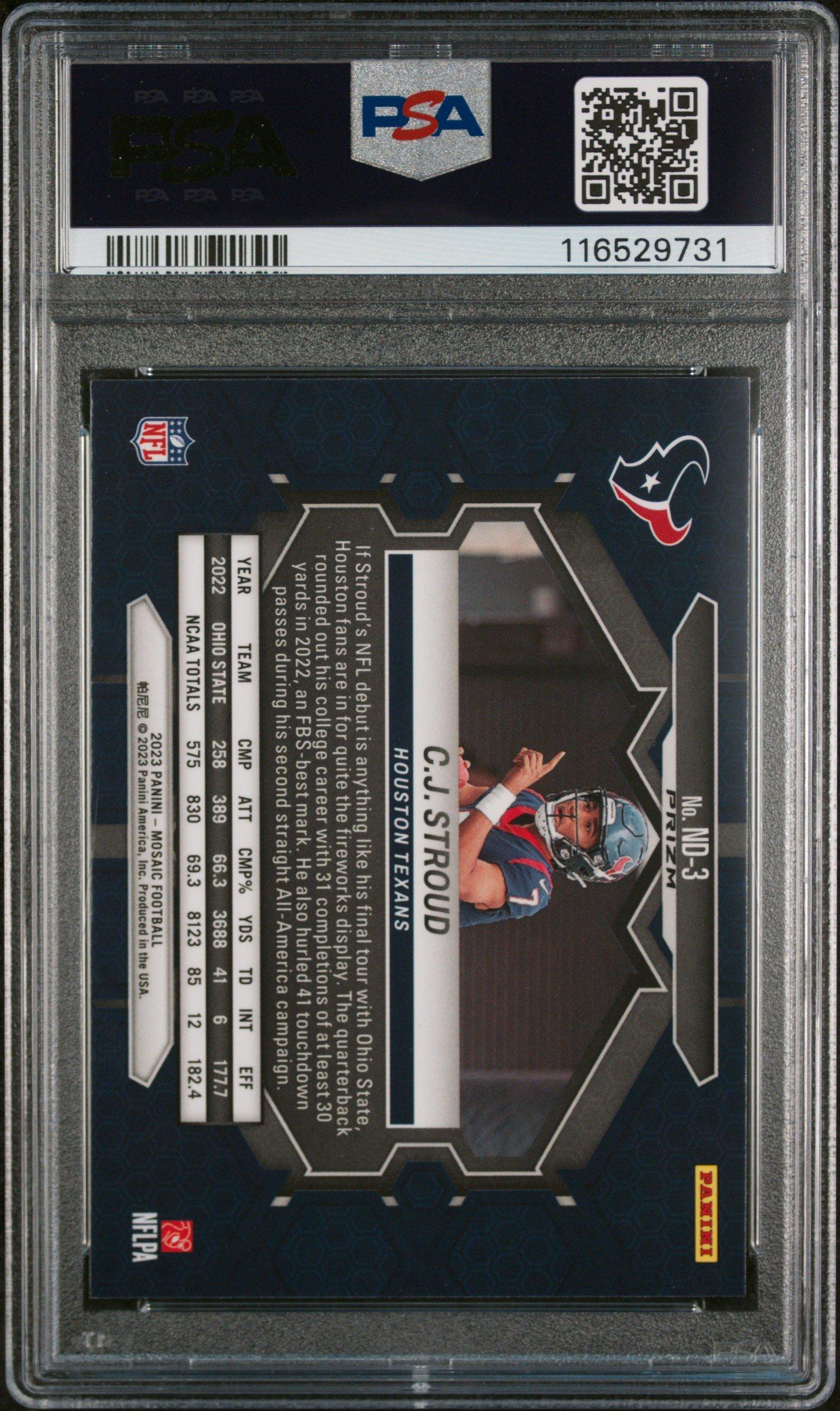 2023 Panini Mosaic Nfl Debut Nd3 Cj Stroud Reactive Blue PSA