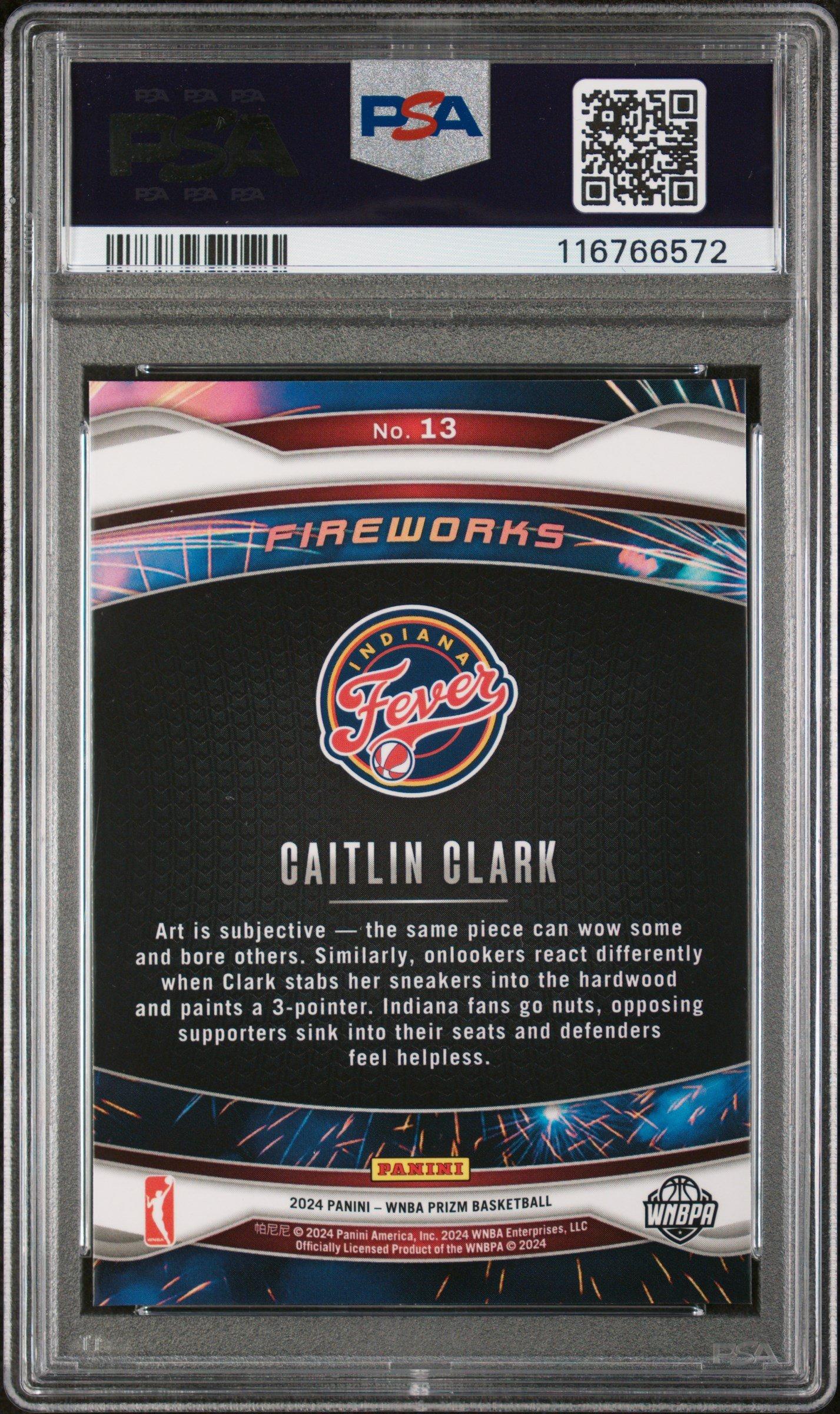 2024 Panini Prizm Wnba Fireworks 13 Caitlin Clark PSA 10