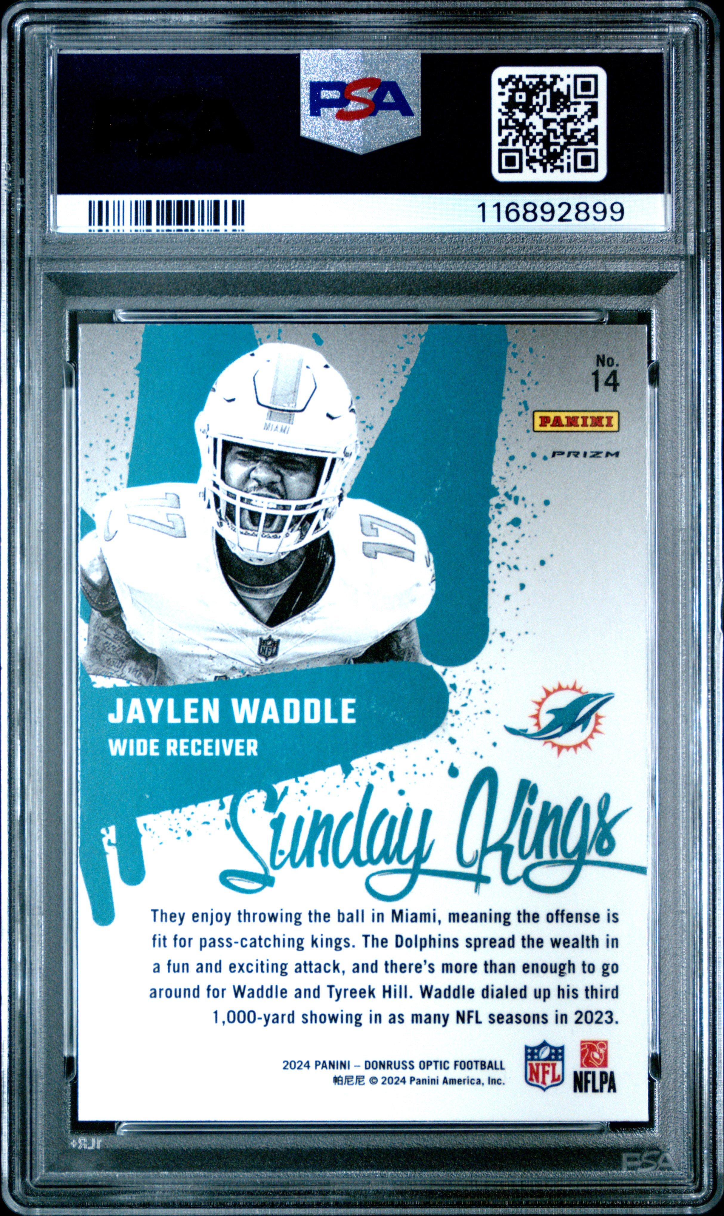 2024 Panini Donruss Optic Sunday Kings 14 Jaylen Waddle PSA 10 